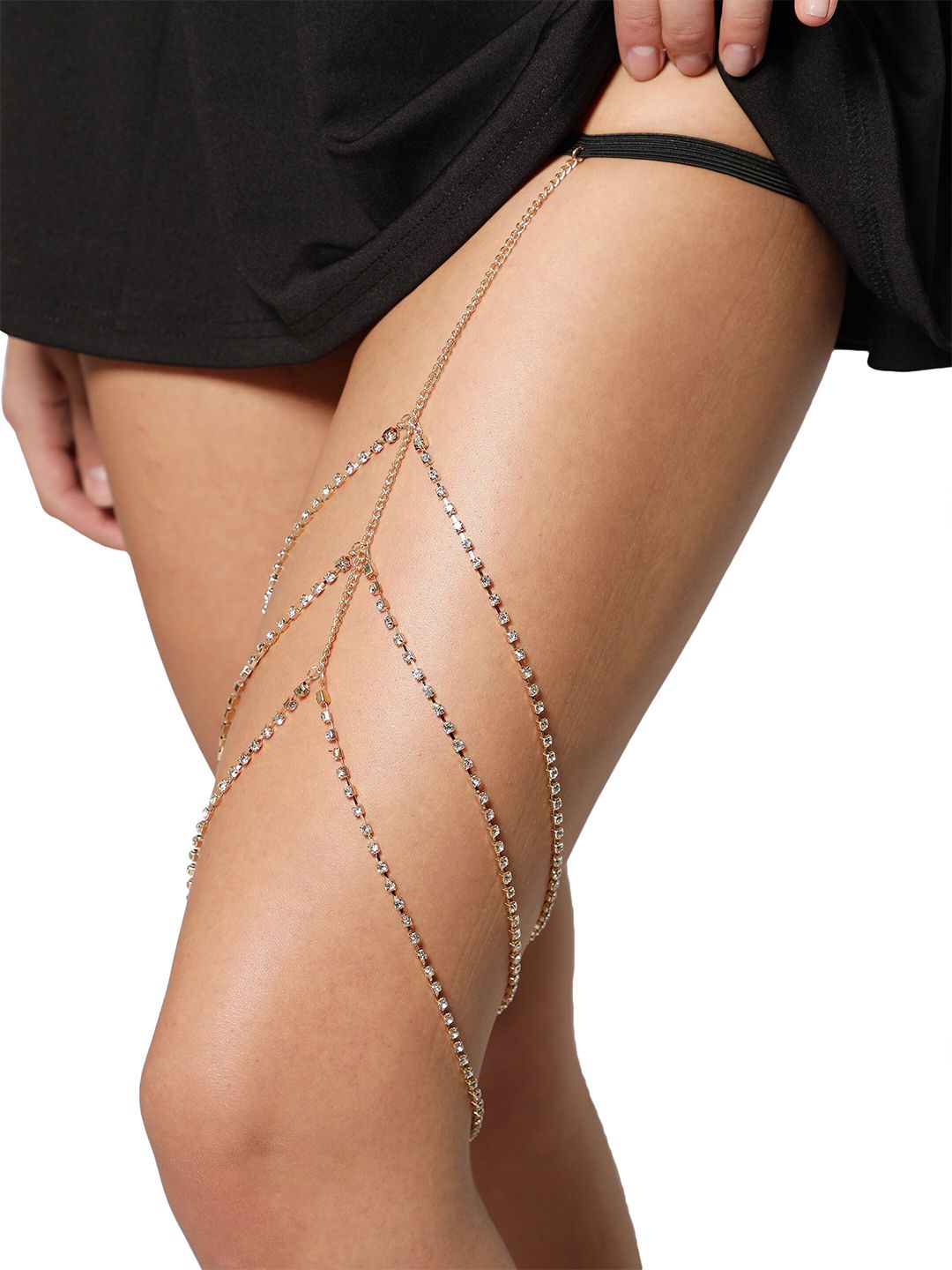 AQUASTREET Gold-Toned & White Gold-Plated Layered Thigh Chain Price in India