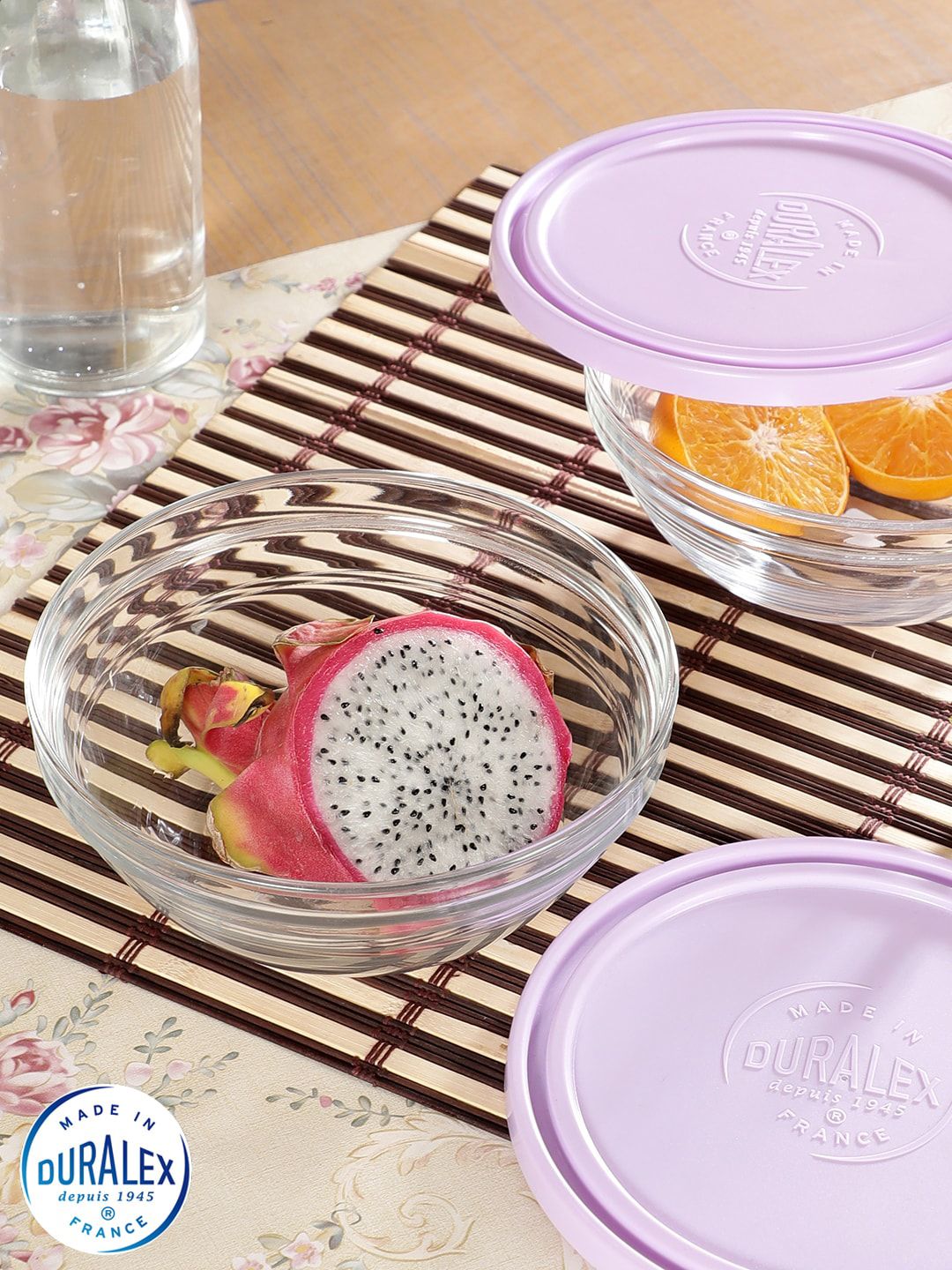 DURALEX Set Of 2 Transparent & Lavender-Coloured Solid Food Containers Price in India