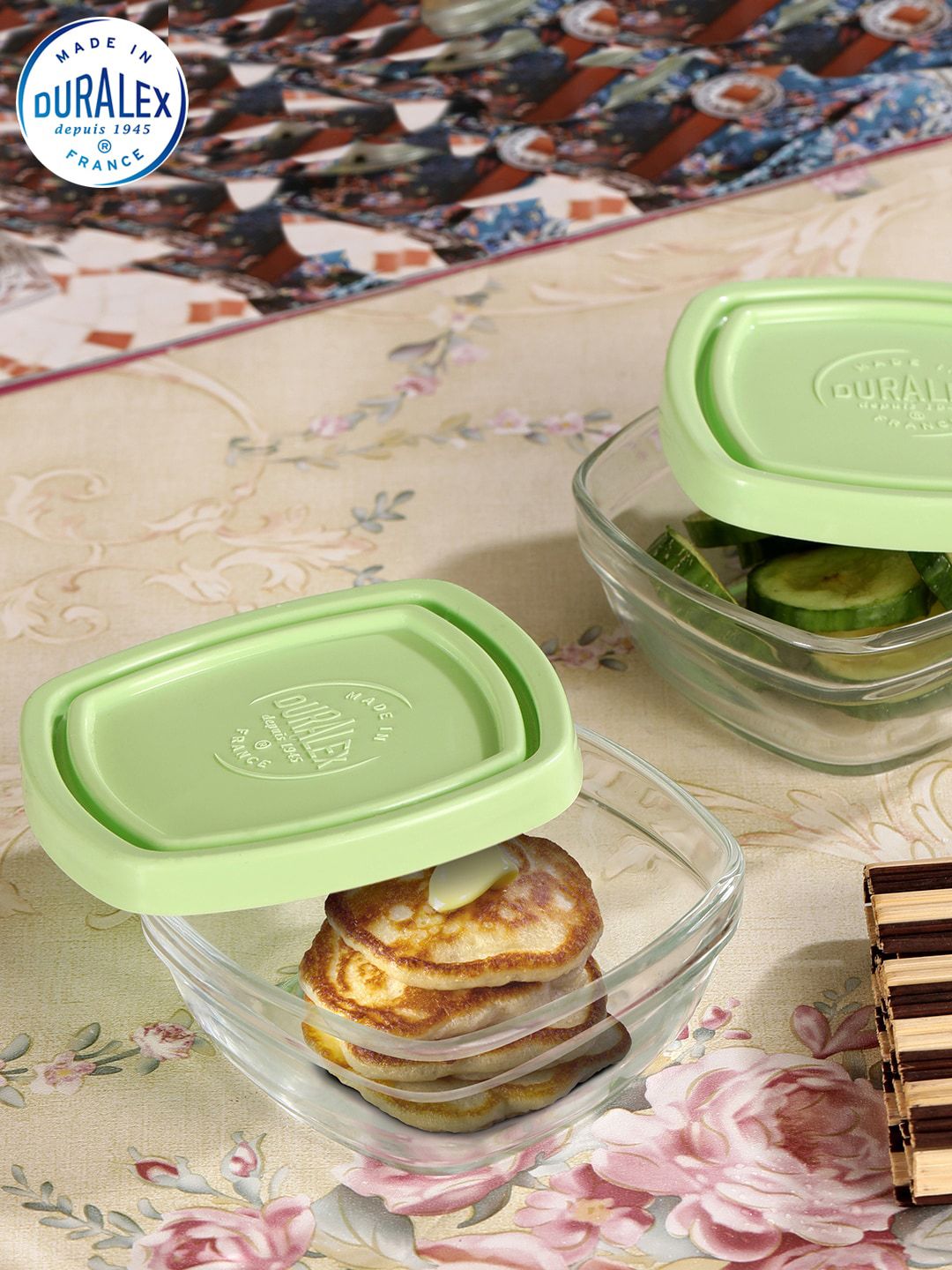 DURALEX Set Of 2 Glass Food Storage Container With Lid Price in India