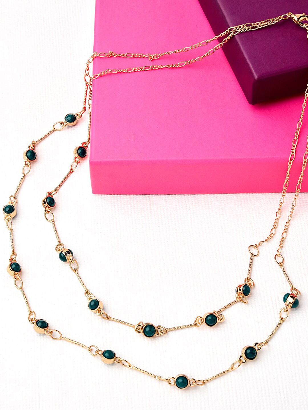 Accessorize Gold-Toned & Green Layered Necklace Price in India