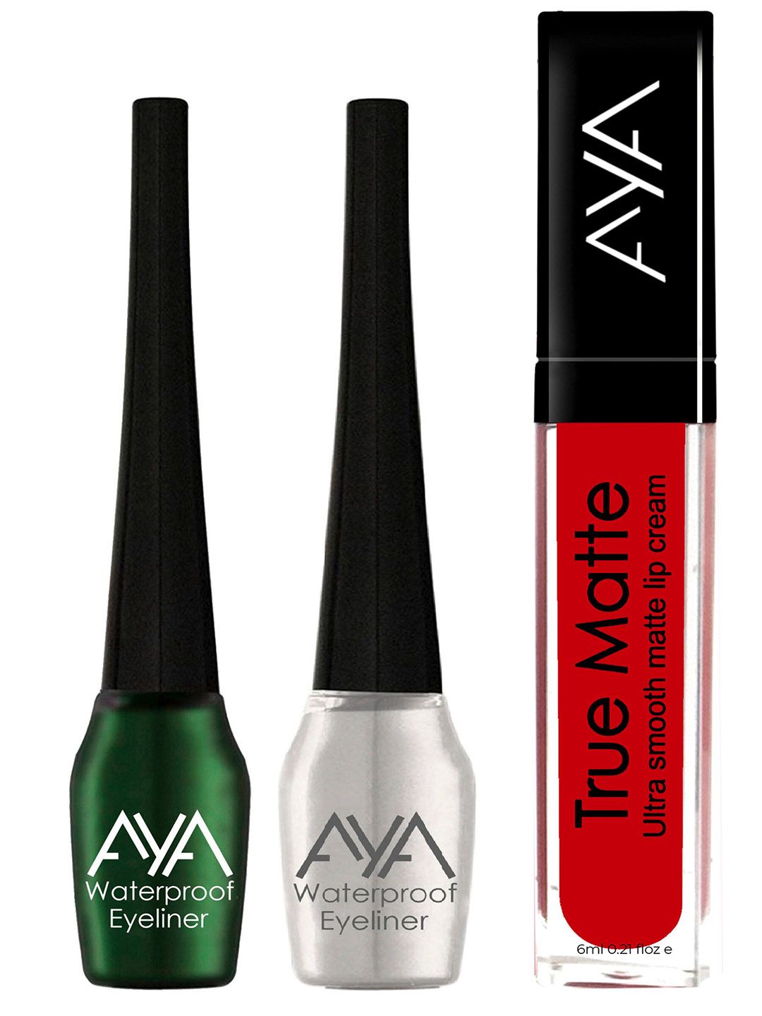 AYA Set of 2 Long Lasting Waterproof Smudeproof  Eyeliner with Lipstick Price in India