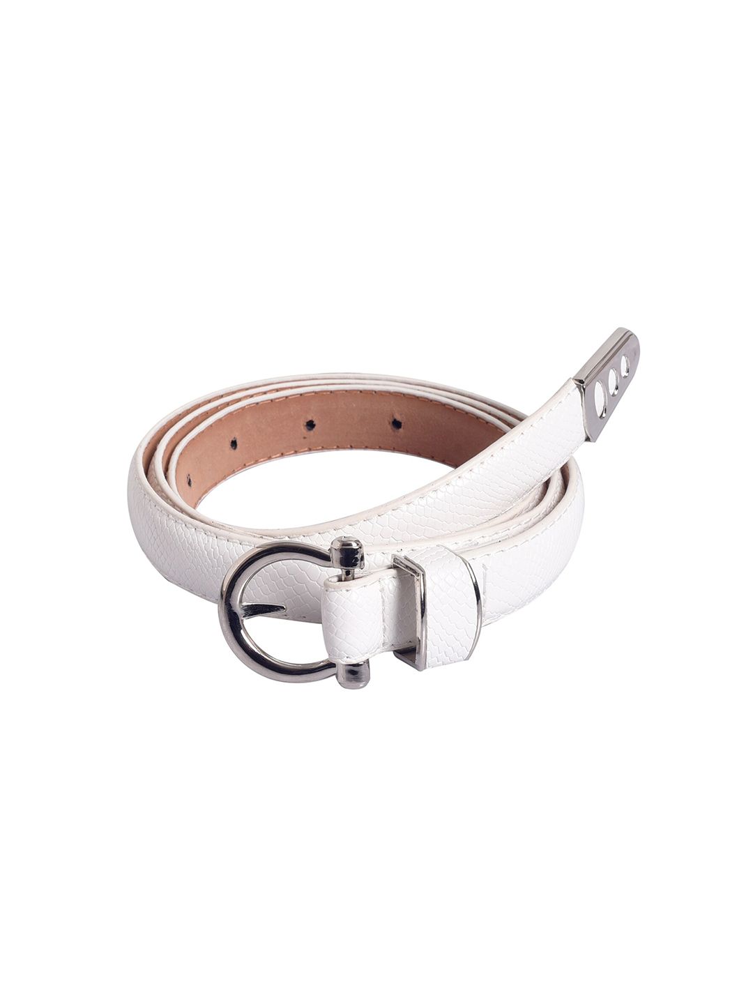Lino Perros Women White Solid PU Belt Price in India