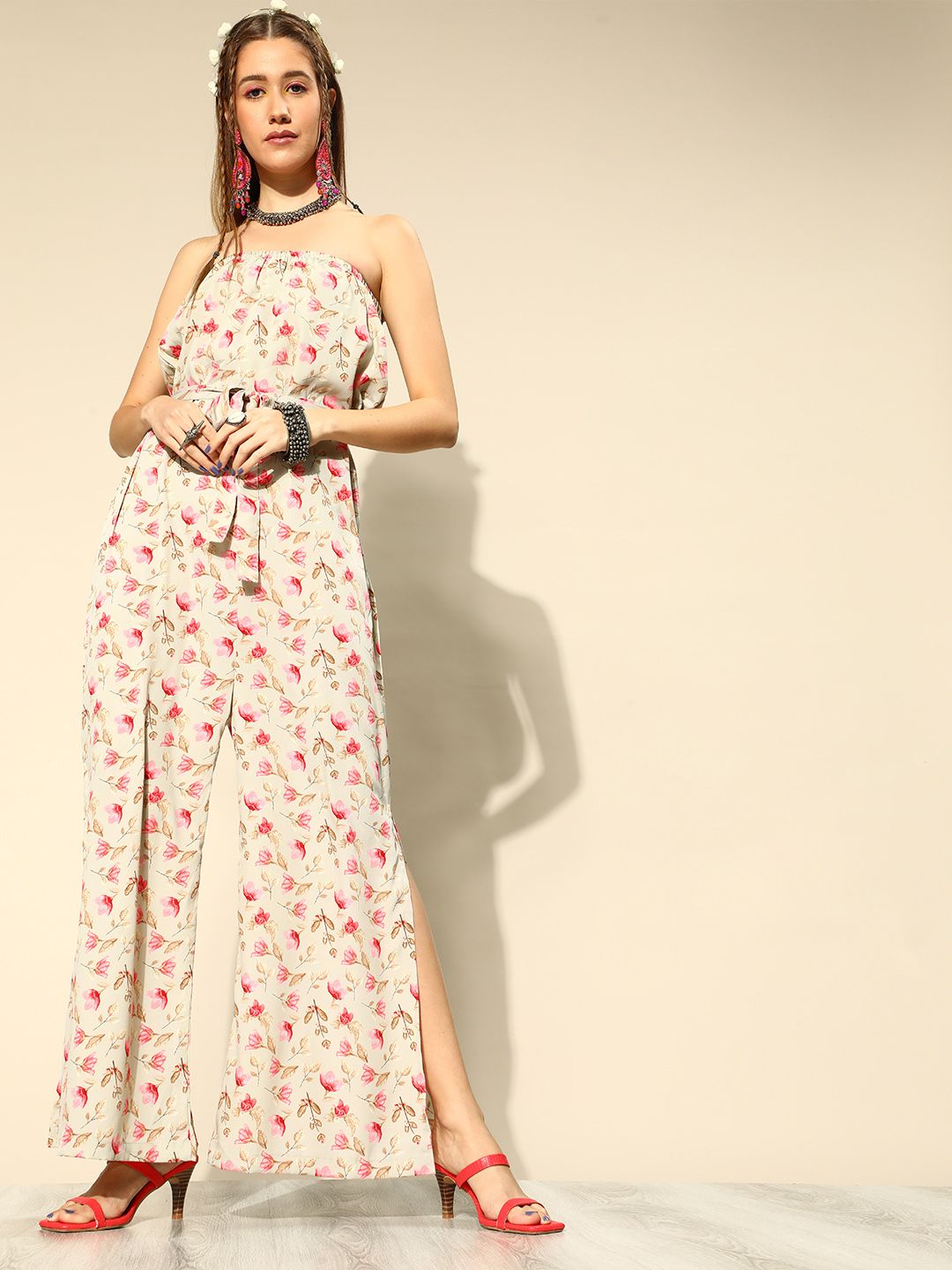InWeave Women Green Printed Floral Fantasy Jumpsuit Price in India