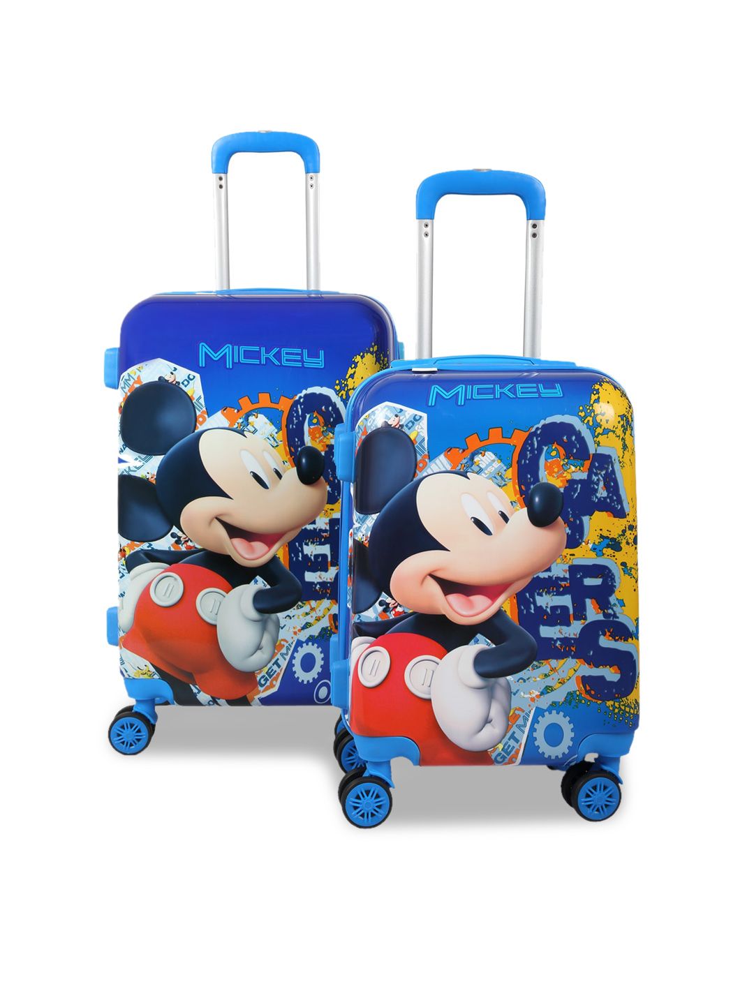 Disney Kids Set Of 2 Blue & Red Mickey Mouse Printed Hard-Sided Trolley Suitcase Price in India