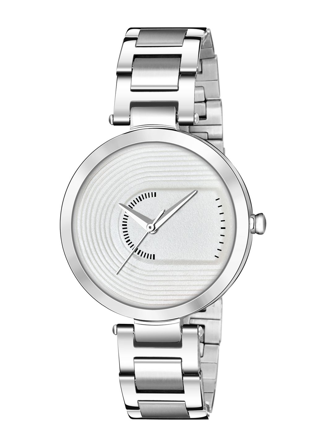 PERCLUTION ENTERPRISE Women White Dial & Silver Toned Bracelet Style Strap Analogue Watch Price in India