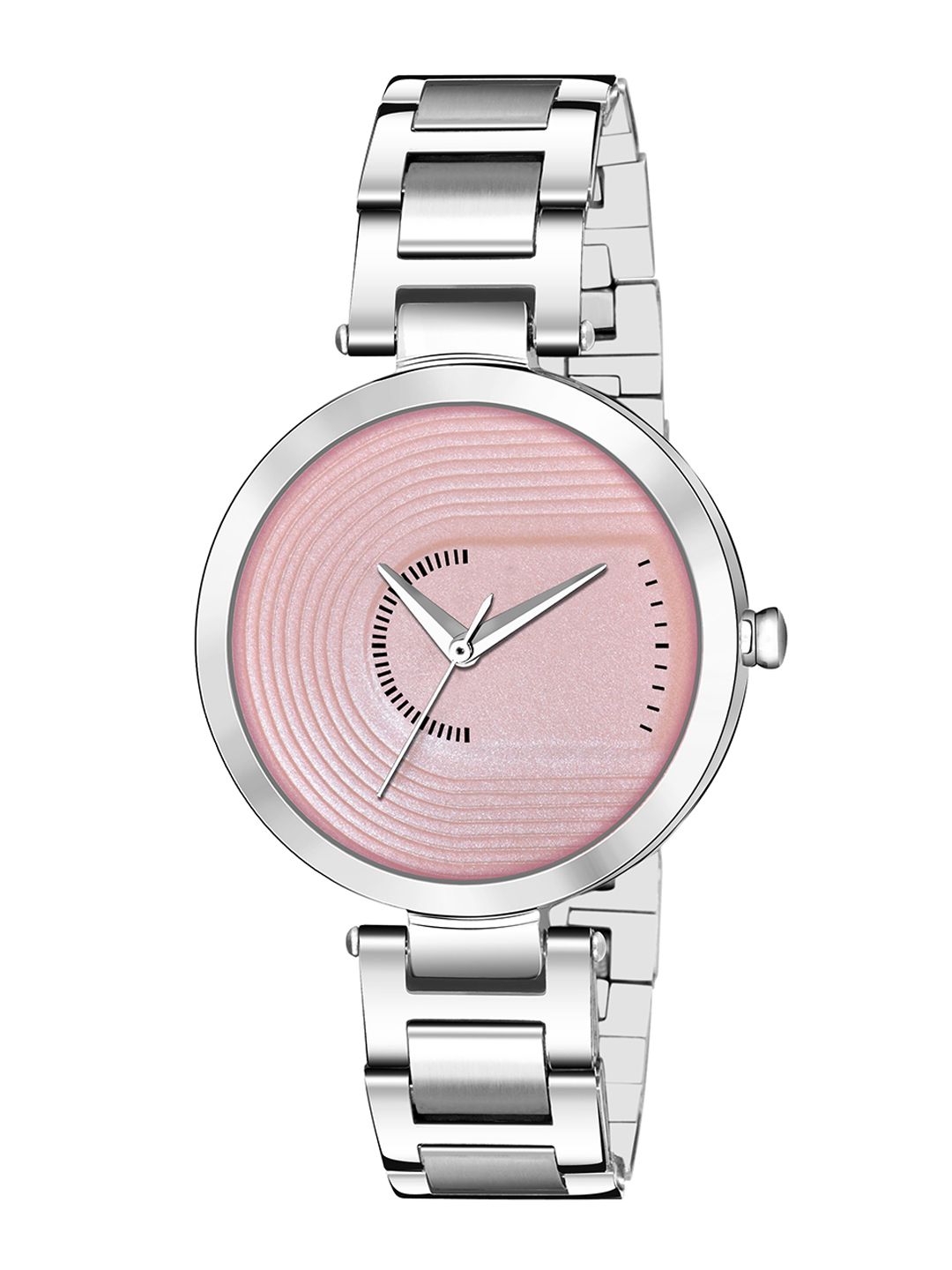 PERCLUTION ENTERPRISE Women Pink Dial & Silver Toned Stainless Steel Bracelet Style Straps Analogue Watch Price in India