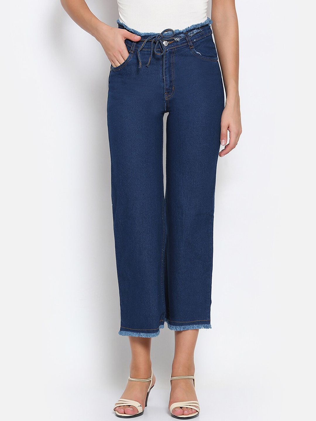 MARC LOUIS Women Blue Flared Stretchable Jeans Price in India