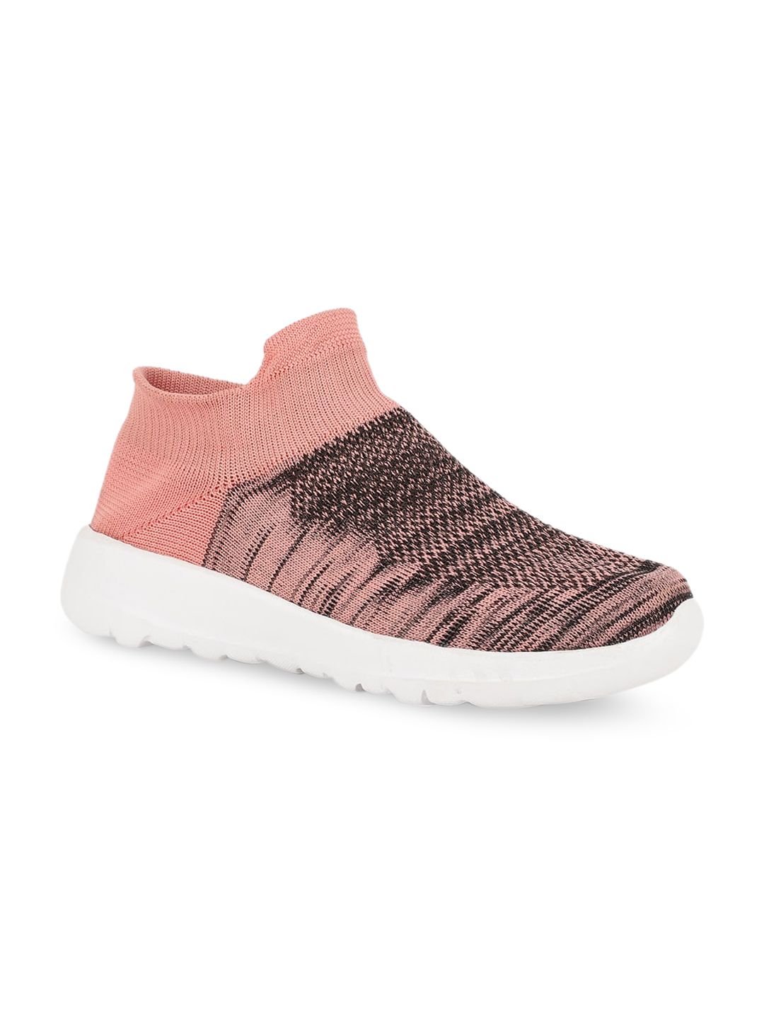 HERE&NOW Women Nude-Coloured & Black Woven Design Slip-On Sneakers Price in India
