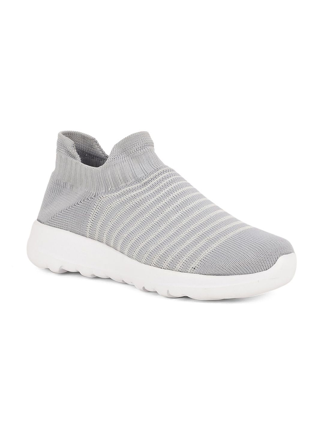 HERE&NOW Women Grey Striped Slip-On Sneakers Price in India