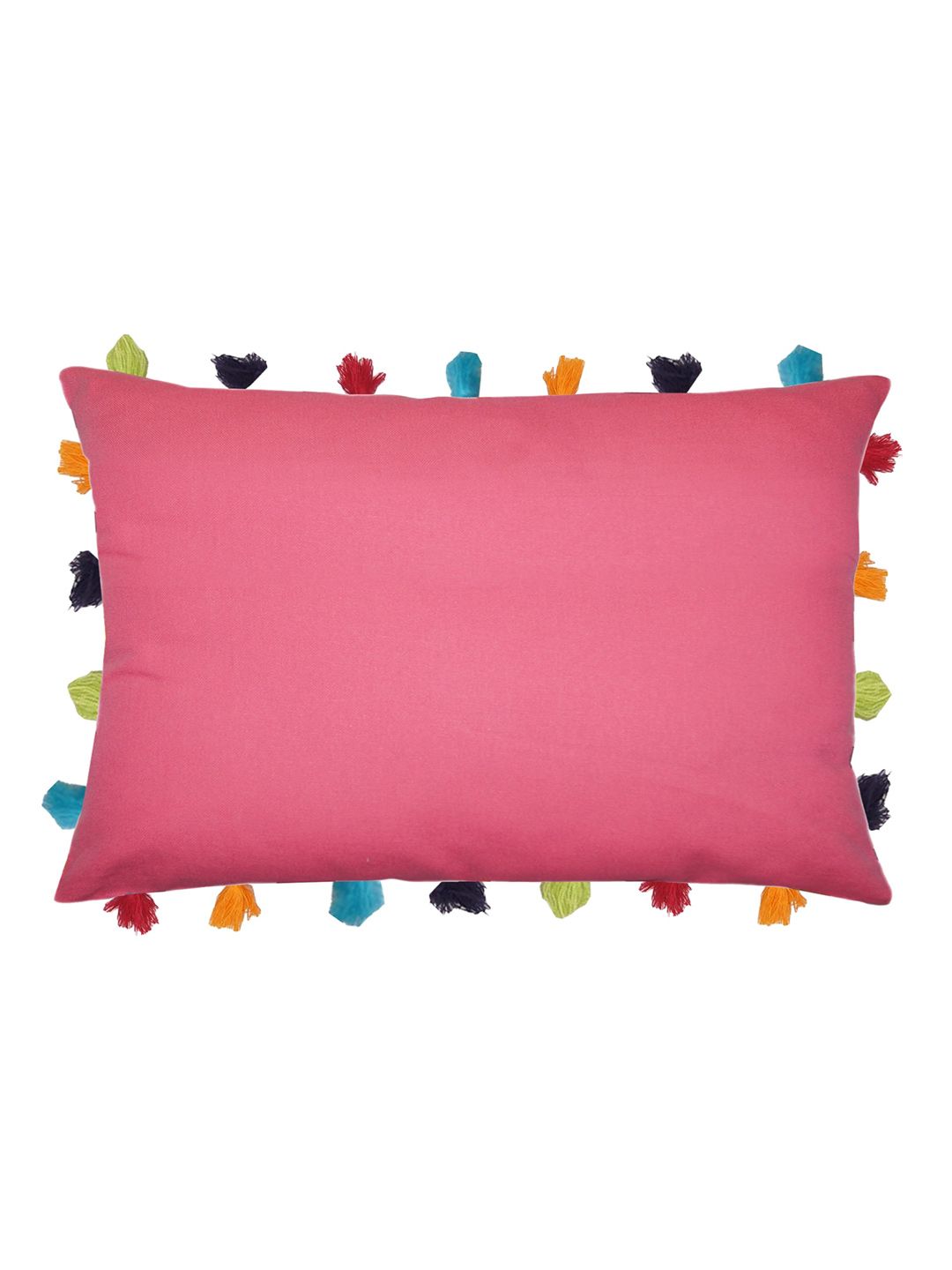 Lushomes Pink Rectangle Cushion Covers With Colorful Tassels Price in India