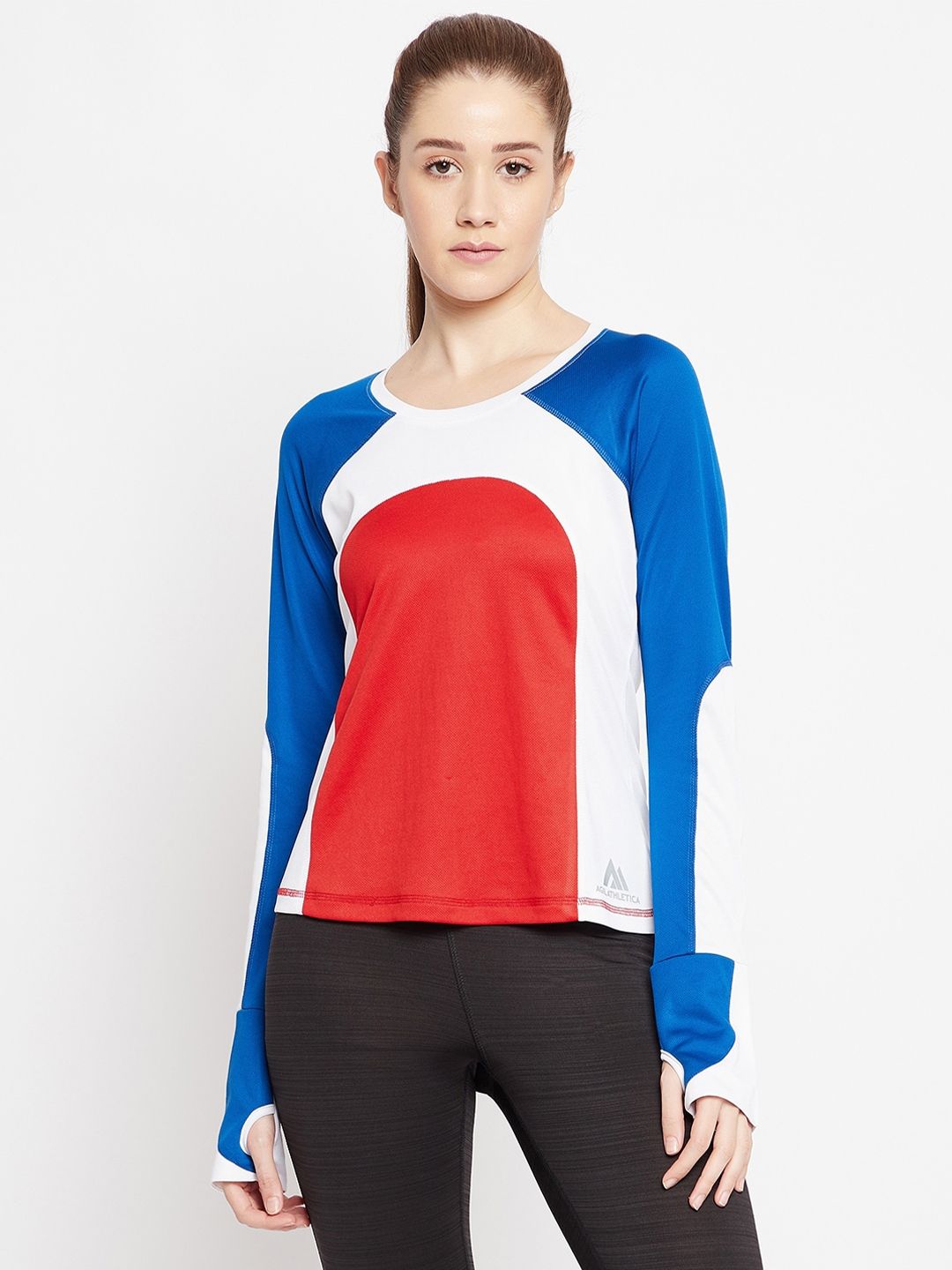 AGIL ATHLETICA Women Multicoloured Colourblocked Cross Functional Energy T-shirt Price in India