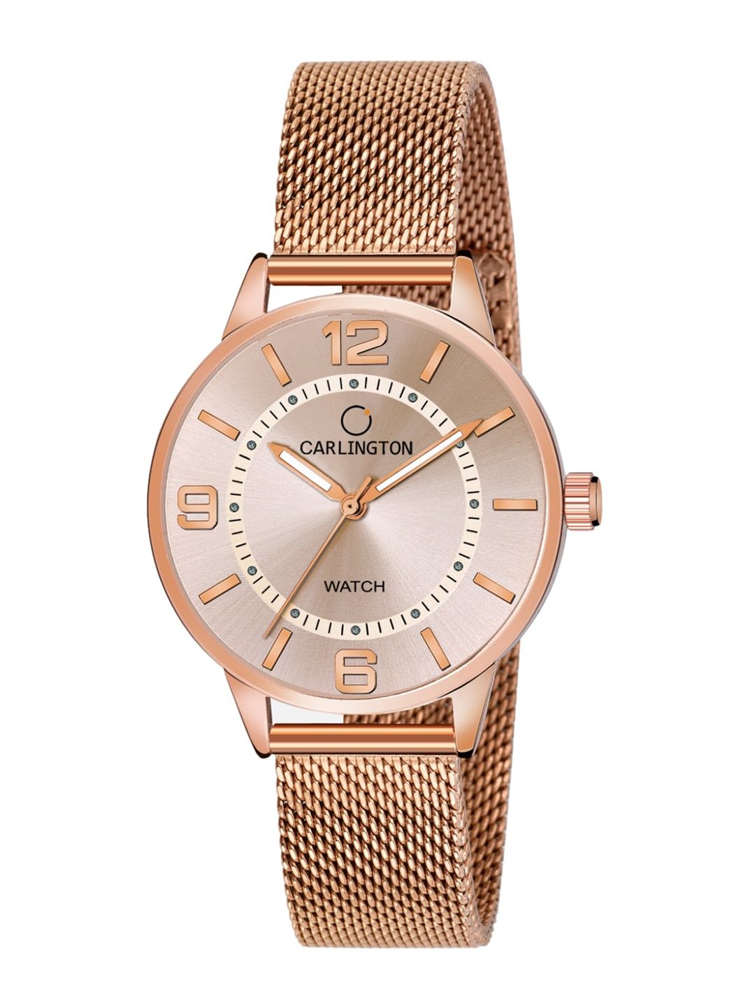 CARLINGTON Women Rose Gold-Toned Dial & Rose Gold-Toned Straps Watch CT2002 Price in India