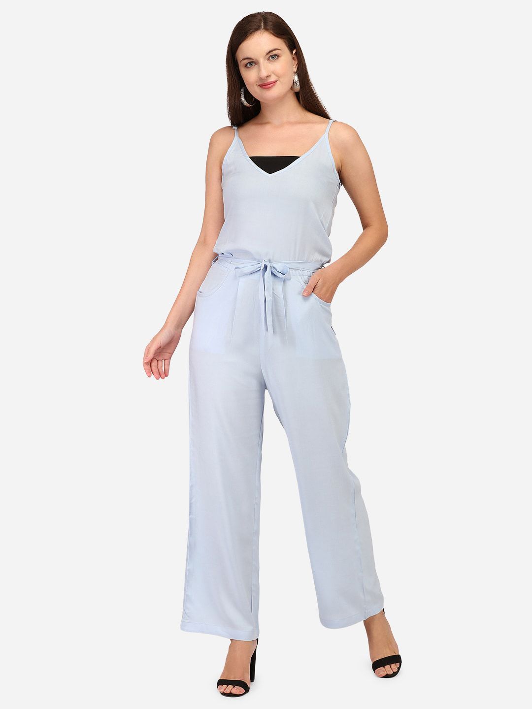 Yuvraah Women Blue Solid Jumpsuit with Inner Price in India