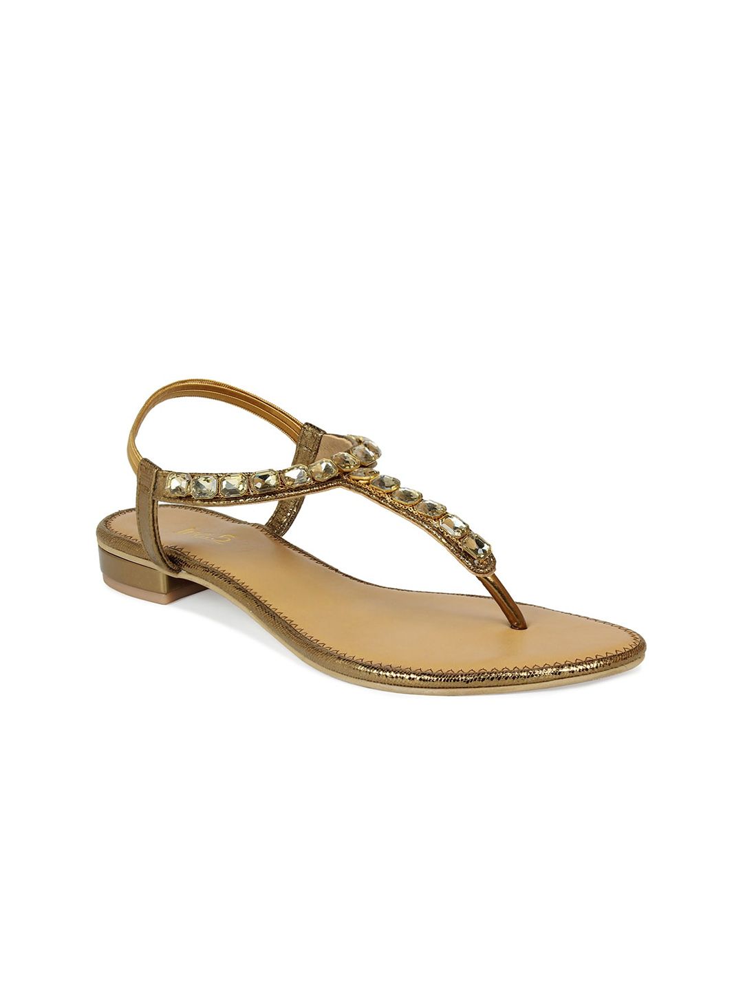 Inc 5 Gold-Toned Embellished Block Sandals Price in India