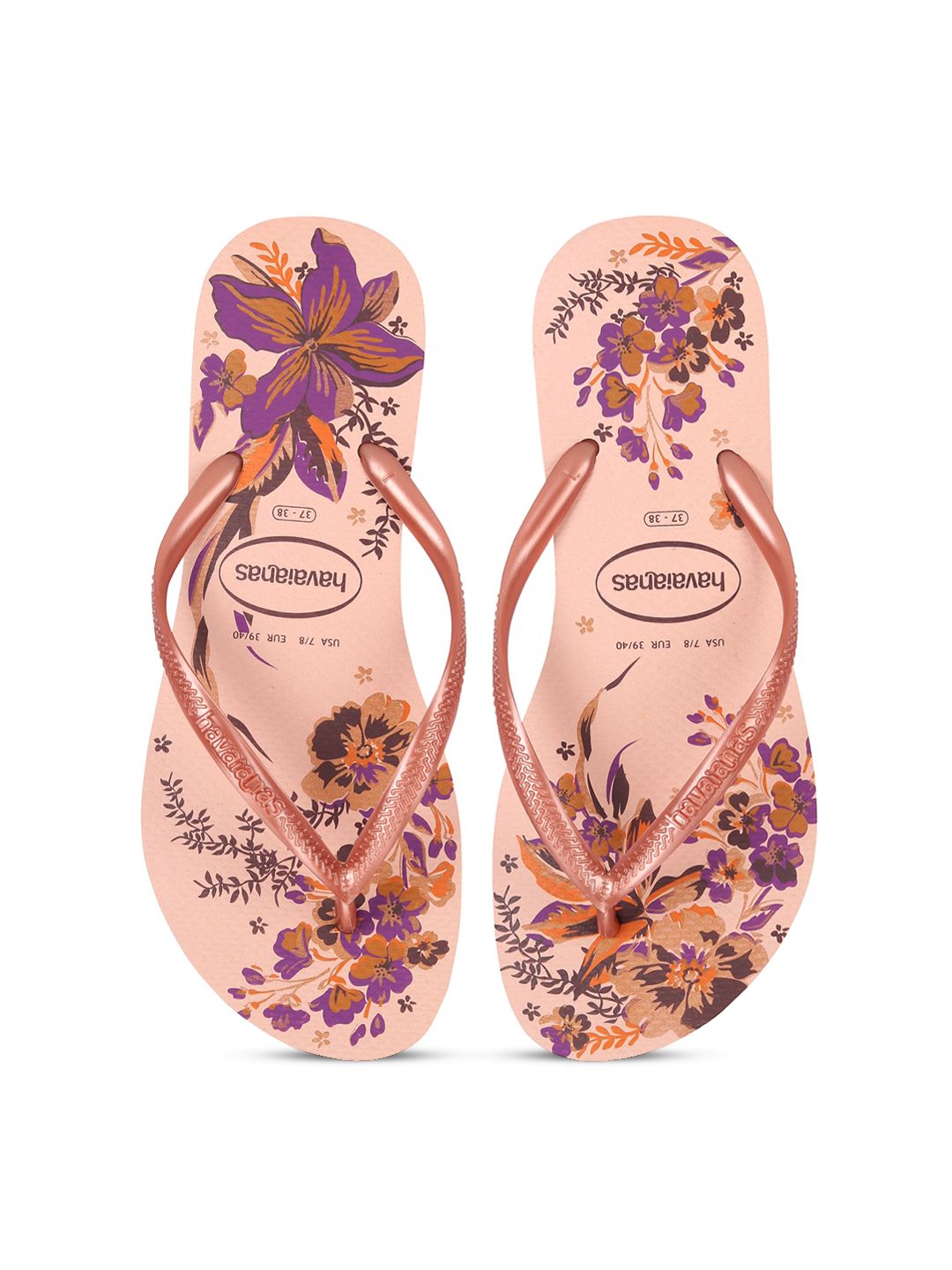 Havaianas Women Rose Gold & Purple Printed Thong Flip-Flops Price in India