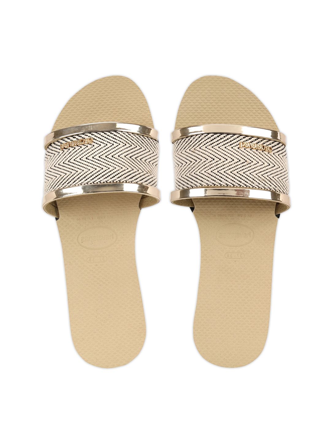 Havaianas Women Gold-Toned & Beige Rubber Slip-On Price in India