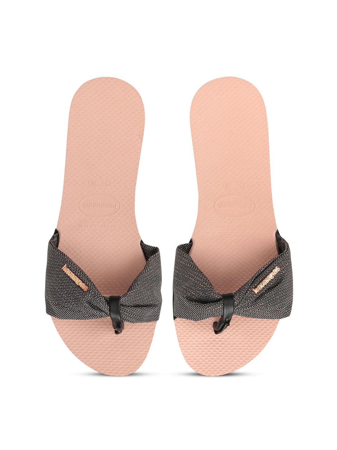 Havaianas Women Black & Nude-Coloured Slip-On Flip-Flops Price in India