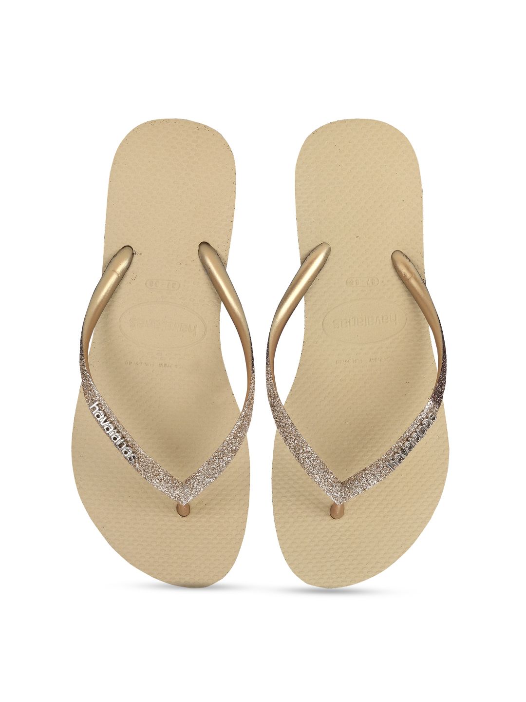 Havaianas Women Gold-Toned Rubber Thong Flip-Flops Price in India