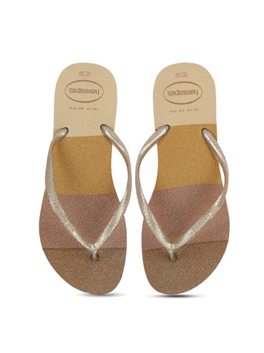 Havaianas Women Beige Colourblocked Rubber Thong Flip-Flops Price in India