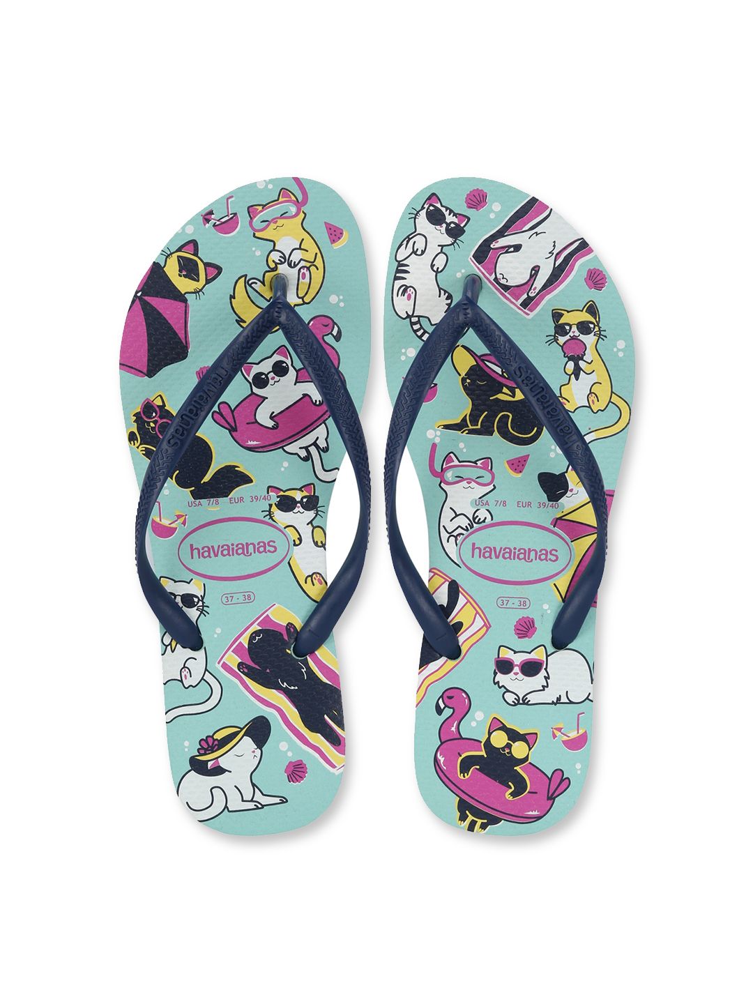 Havaianas Women Blue & White Printed Thong Flip-Flops Price in India