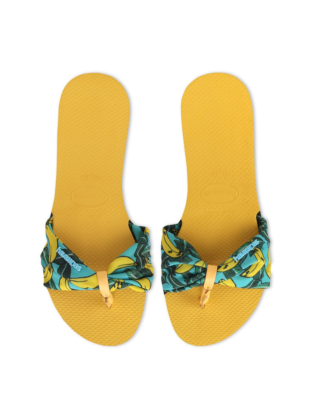 Havaianas Women Yellow Printed Flip Flops Price in India