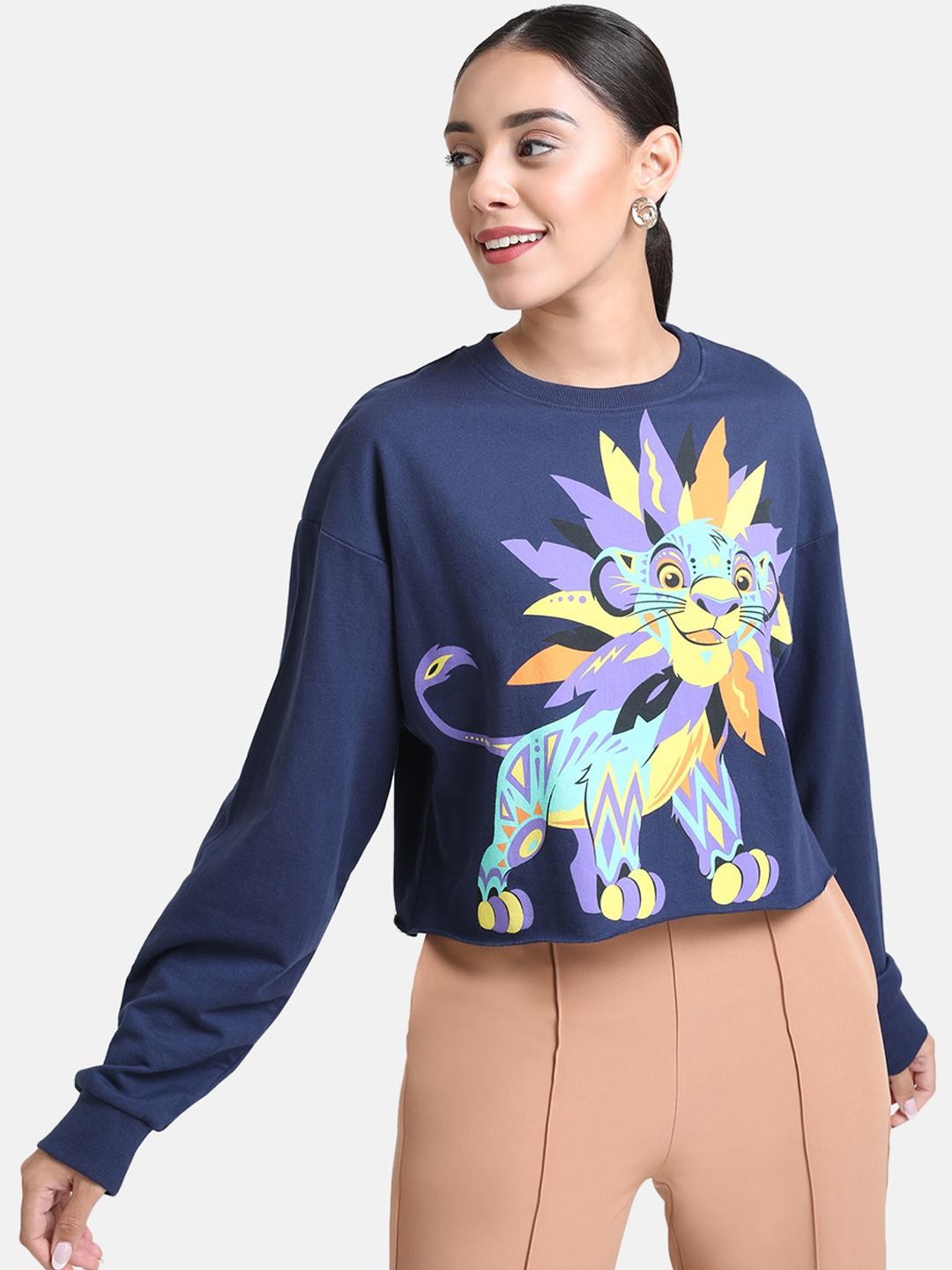 Kazo Women Blue Printed Sweatshirt Price in India