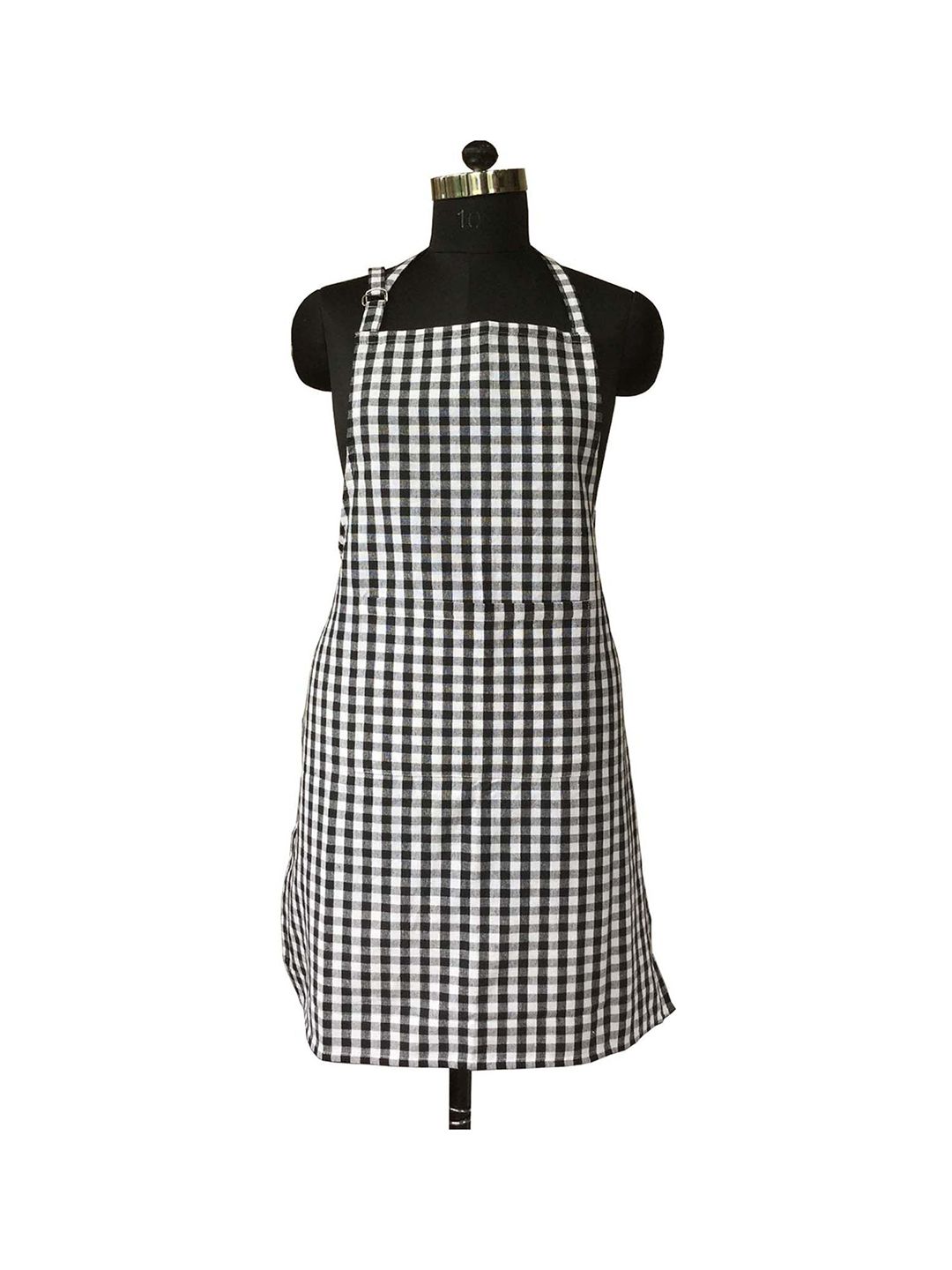 Lushomes Unisex Black & White Checked Cotton Kitchen Chef Apron Price in India