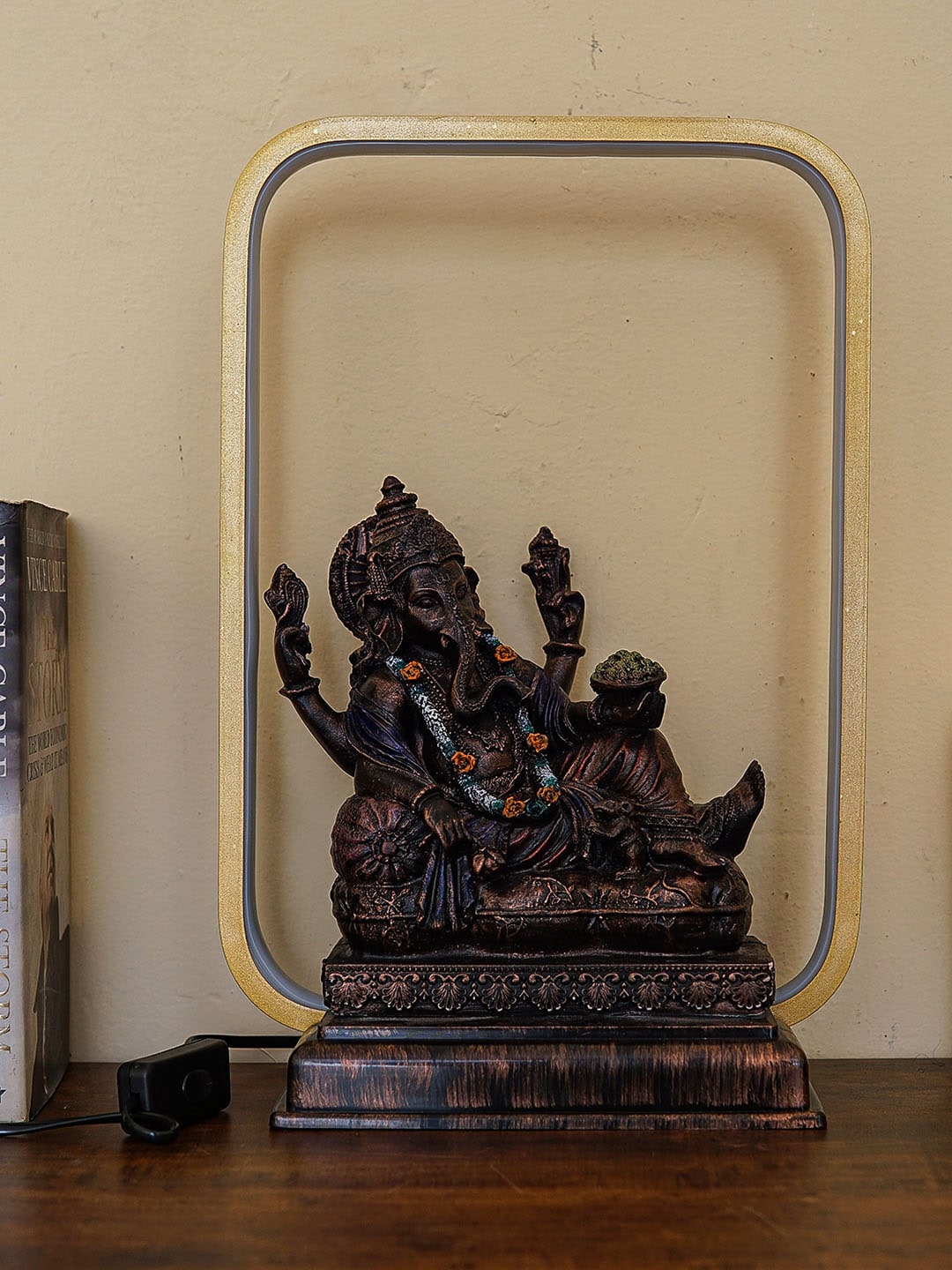 HomeTown Bronze & Gold-Toned LED Ganesha Idol Showpiece Price in India
