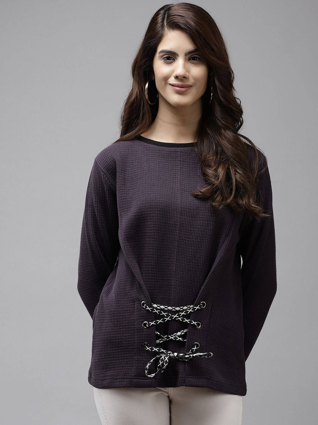 Cayman Women Purple Sweatshirt Price in India
