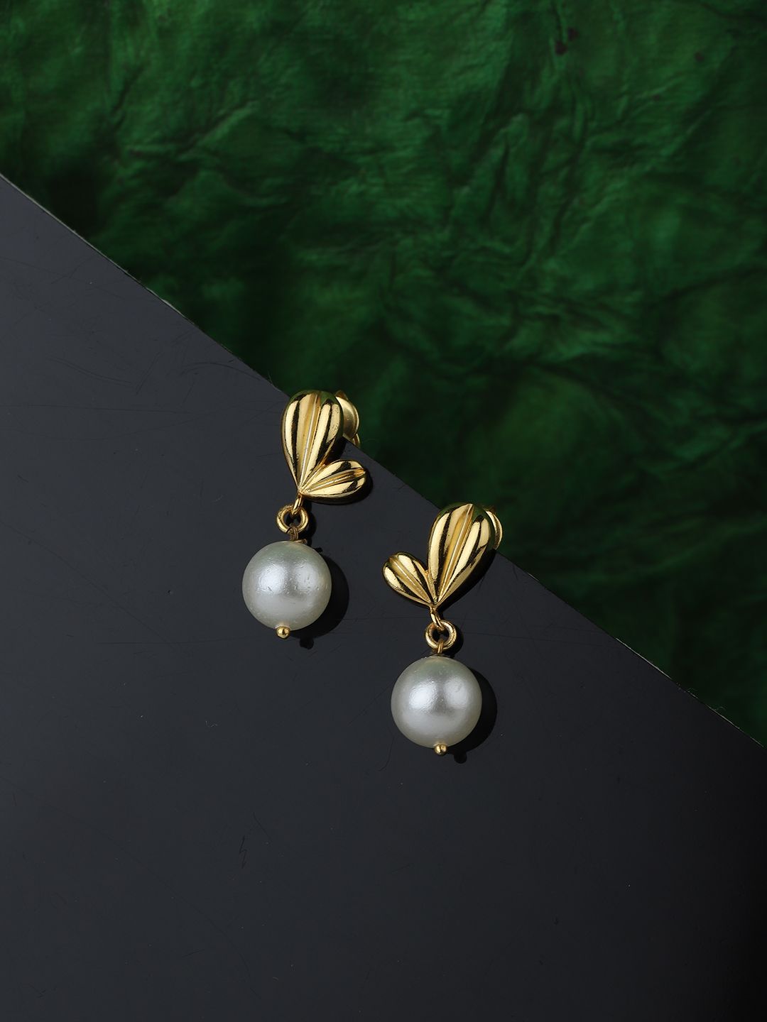 Carlton London White Gold-Plated Contemporary Drop Earrings Price in India