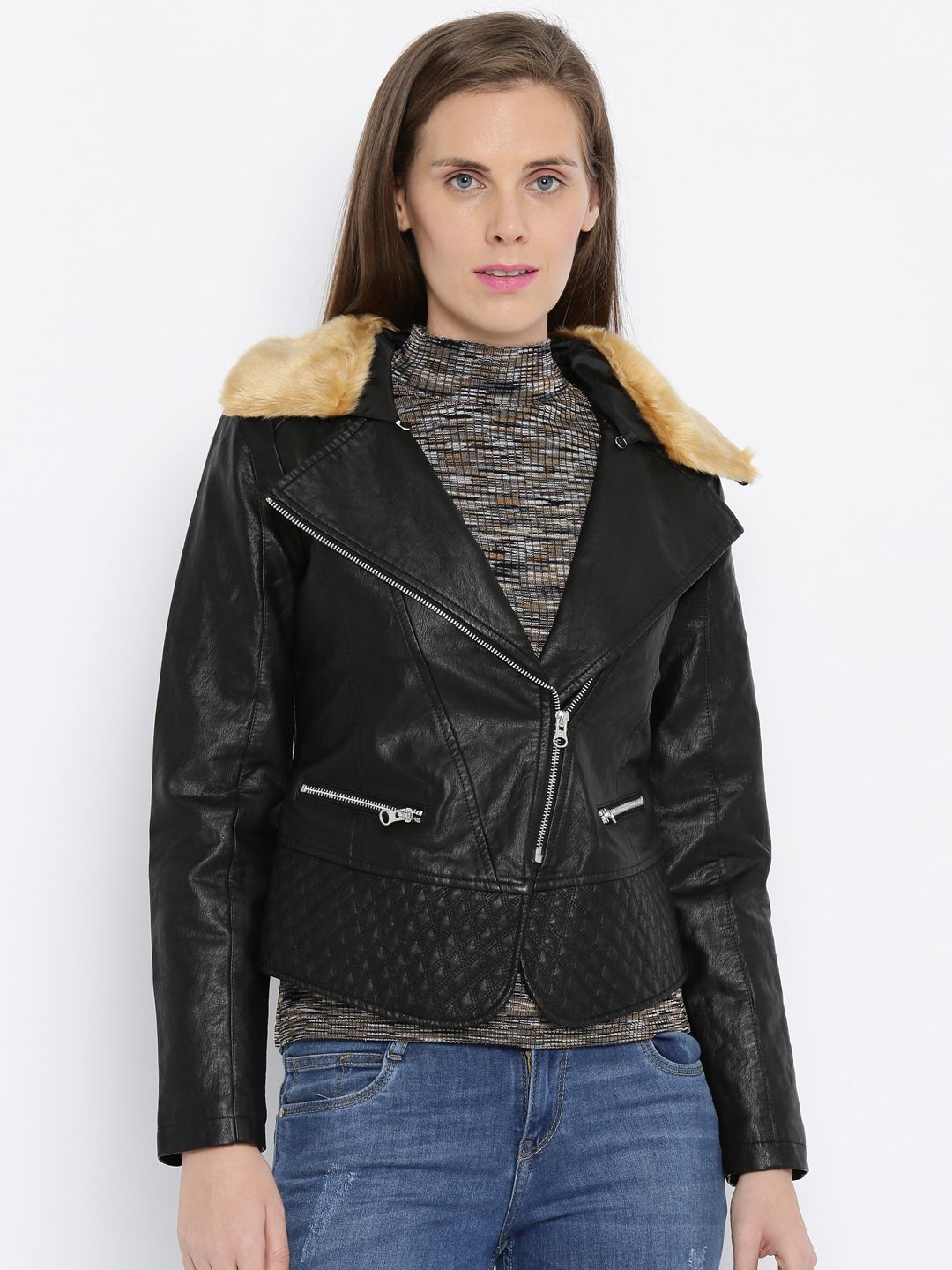Fort Collins Black Faux Leather Jacket Price in India