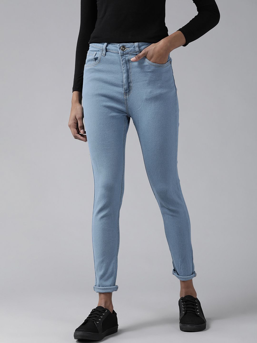 The Roadster Lifestyle Co Women Blue Super Skinny Fit High-Rise Stretchable Jeans Price in India