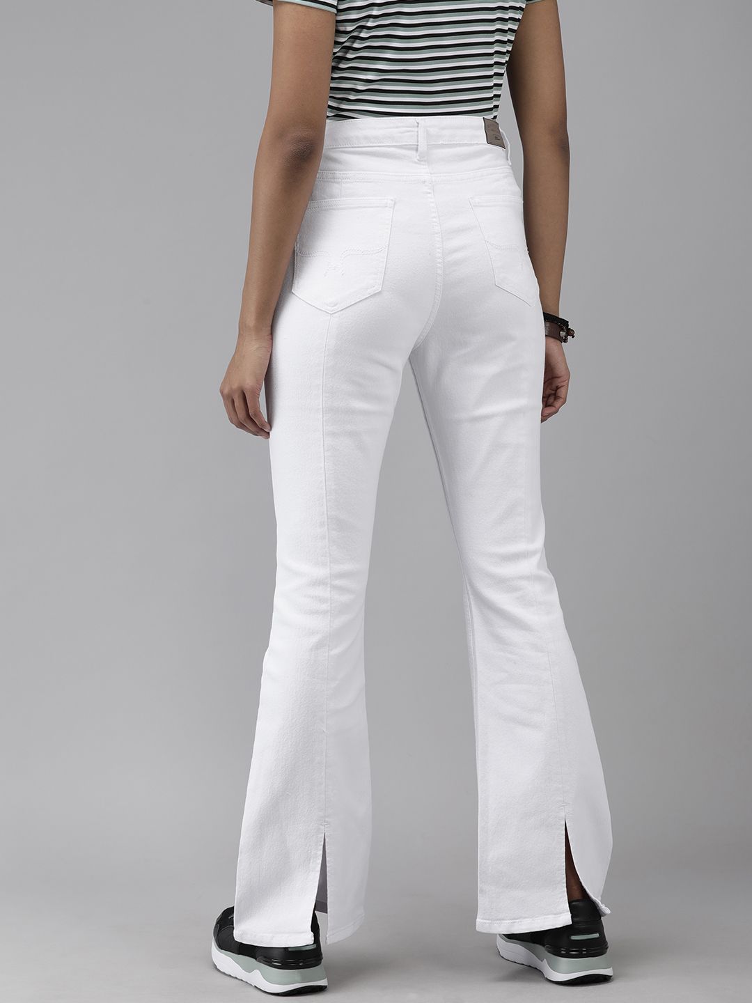 The Roadster Lifestyle Co Women White Bootcut High-Rise Stretchable Jeans Price in India