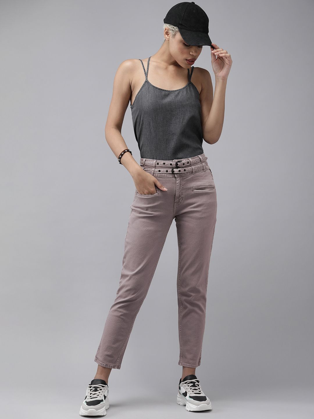 The Roadster Lifestyle Co Women Purple Slim Fit High-Rise Stretchable Jeans Price in India