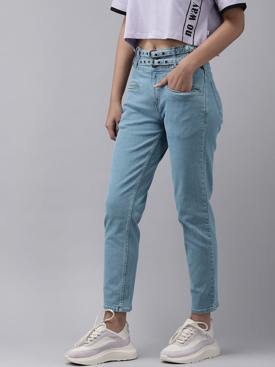 The Roadster Lifestyle Co Women Blue Slim Fit High-Rise Stretchable Jeans Price in India