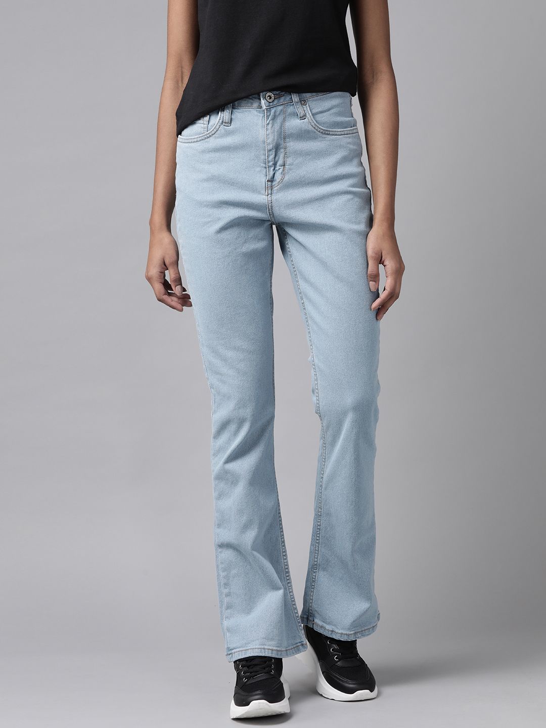 The Roadster Lifestyle Co Women Blue Bootcut High-Rise Stretchable Jeans Price in India