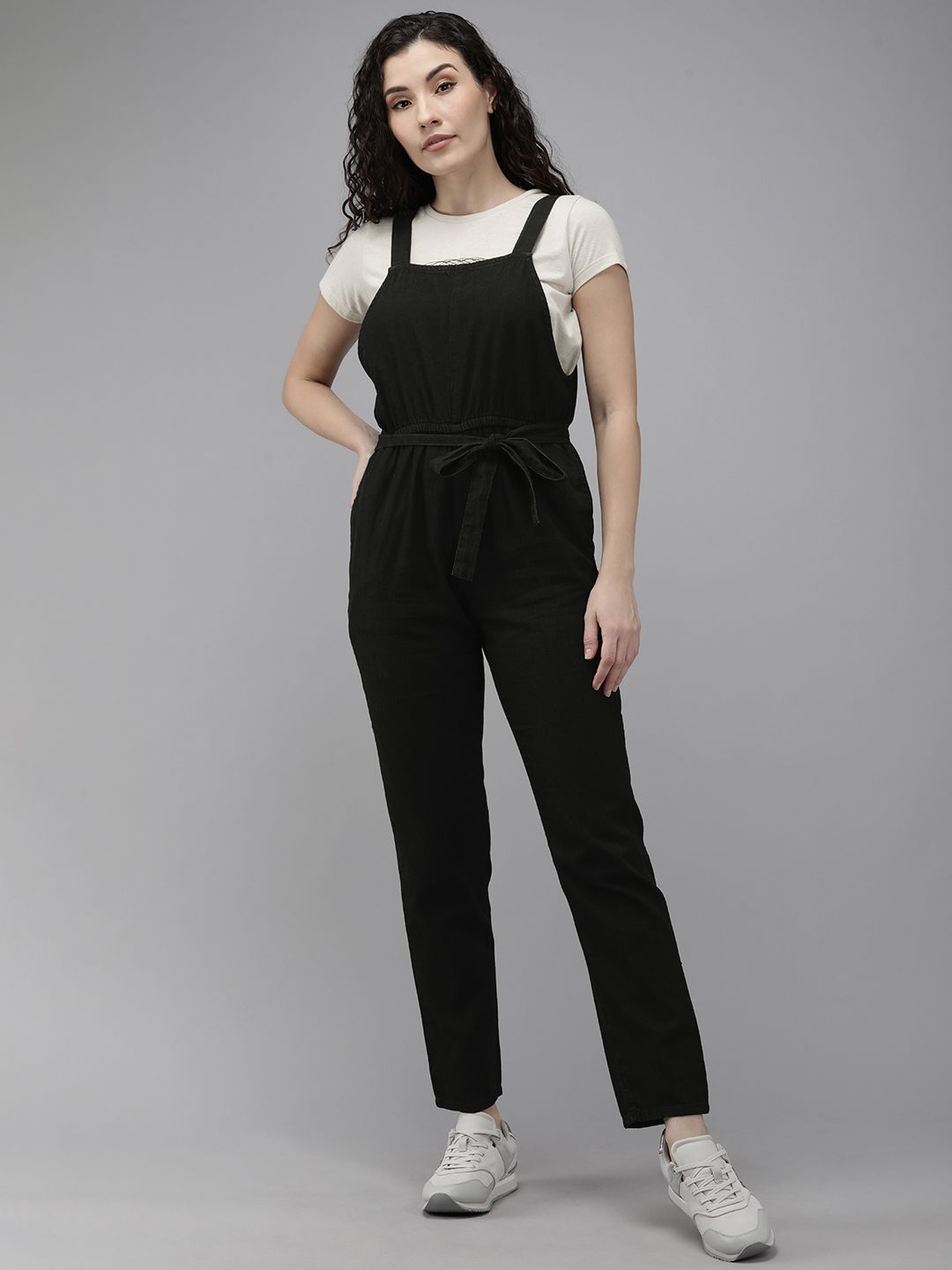 The Roadster Lifestyle Co Black Basic Jumpsuit Price in India