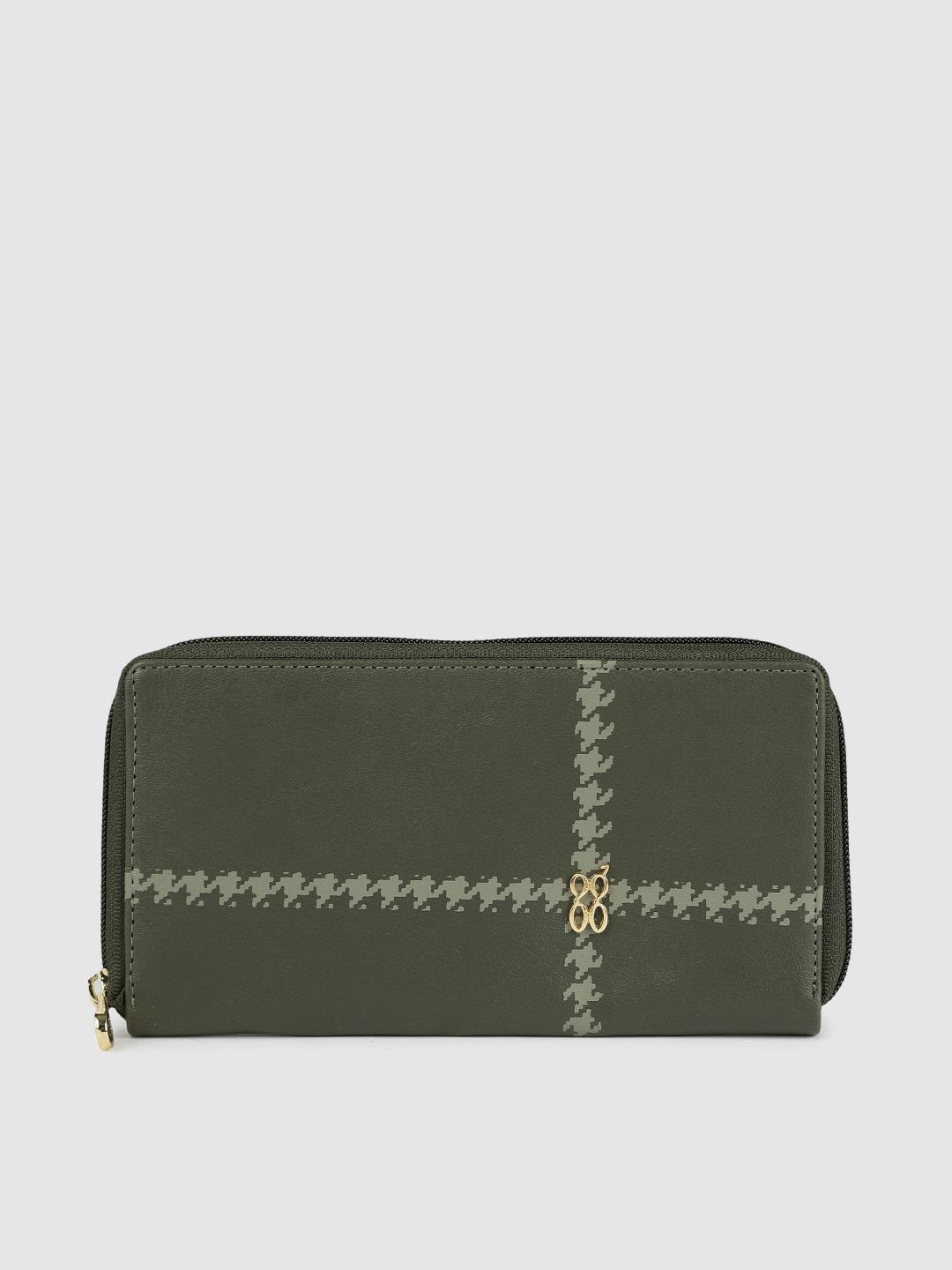 Baggit Women Olive Green Solid Synthetic Zip Around Wallet Price in India