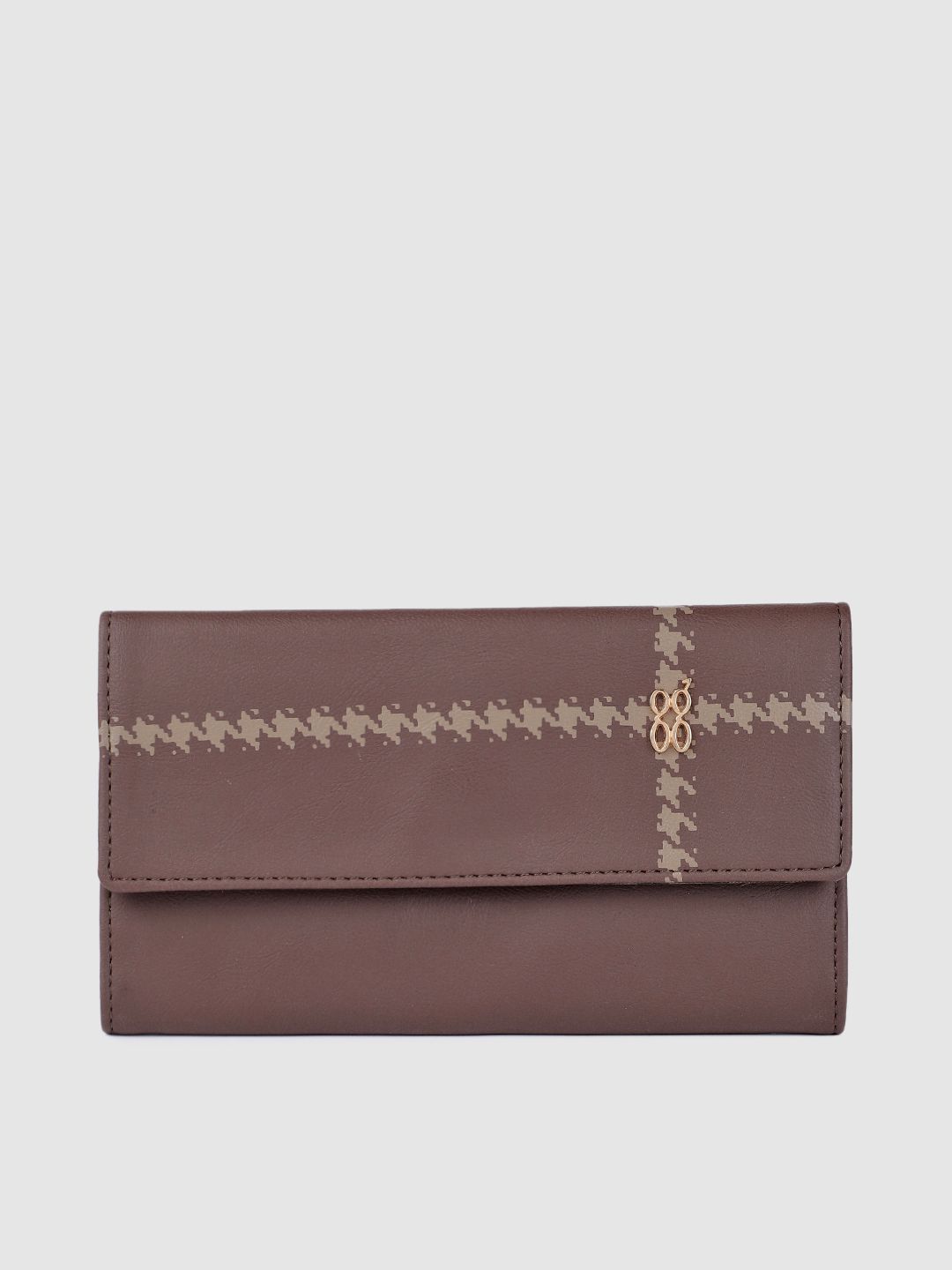 Baggit Women Brown Solid Three Fold Wallet with Print Detail Price in India