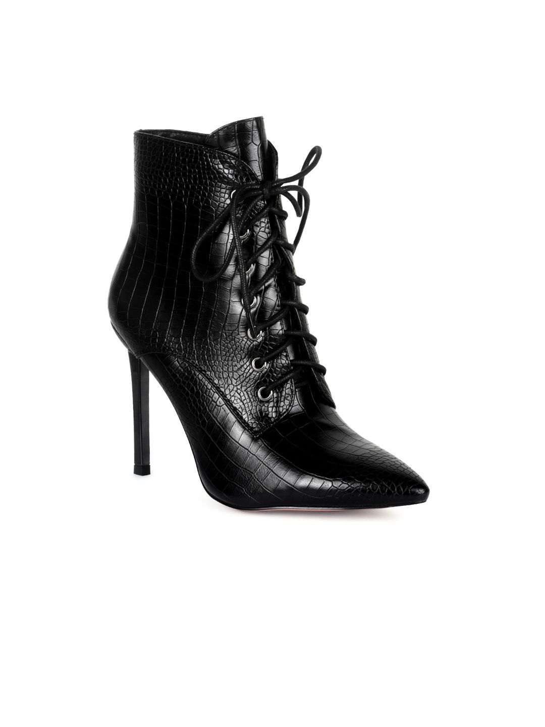 Buy London Rag Black Crocodile Skin Textured Party Stiletto Heeled