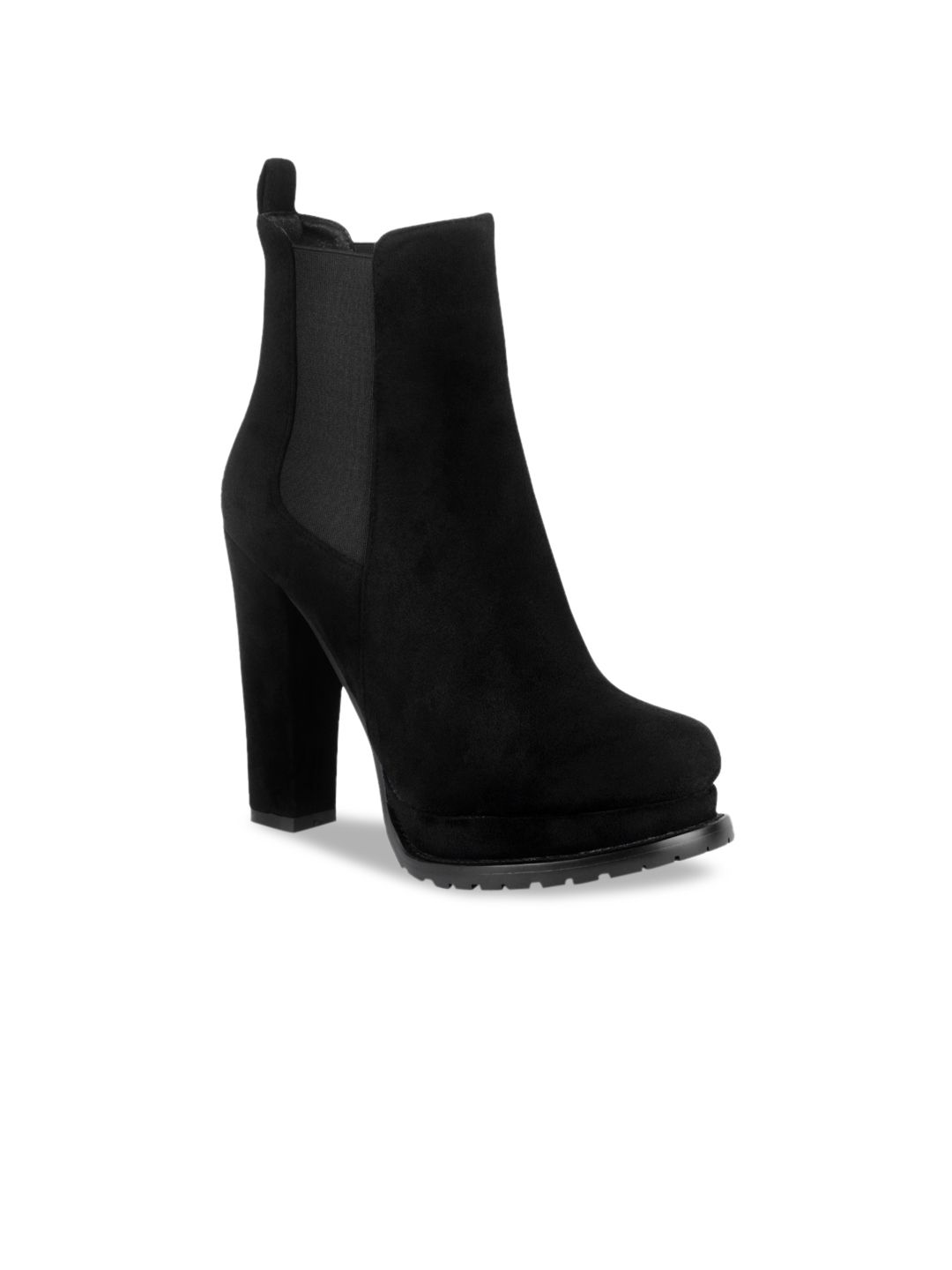 London Rag Black Suede Block Heeled Boots Price in India