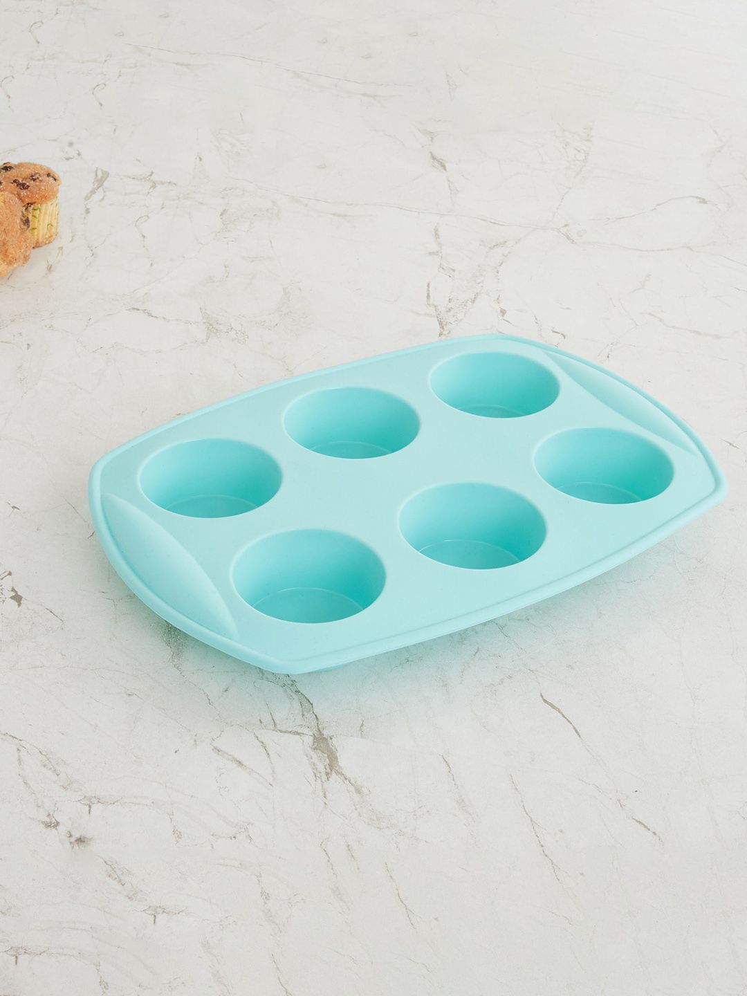 Home Centre Blue Solid Round Silicone Muffin Mould Bakeware Price in India