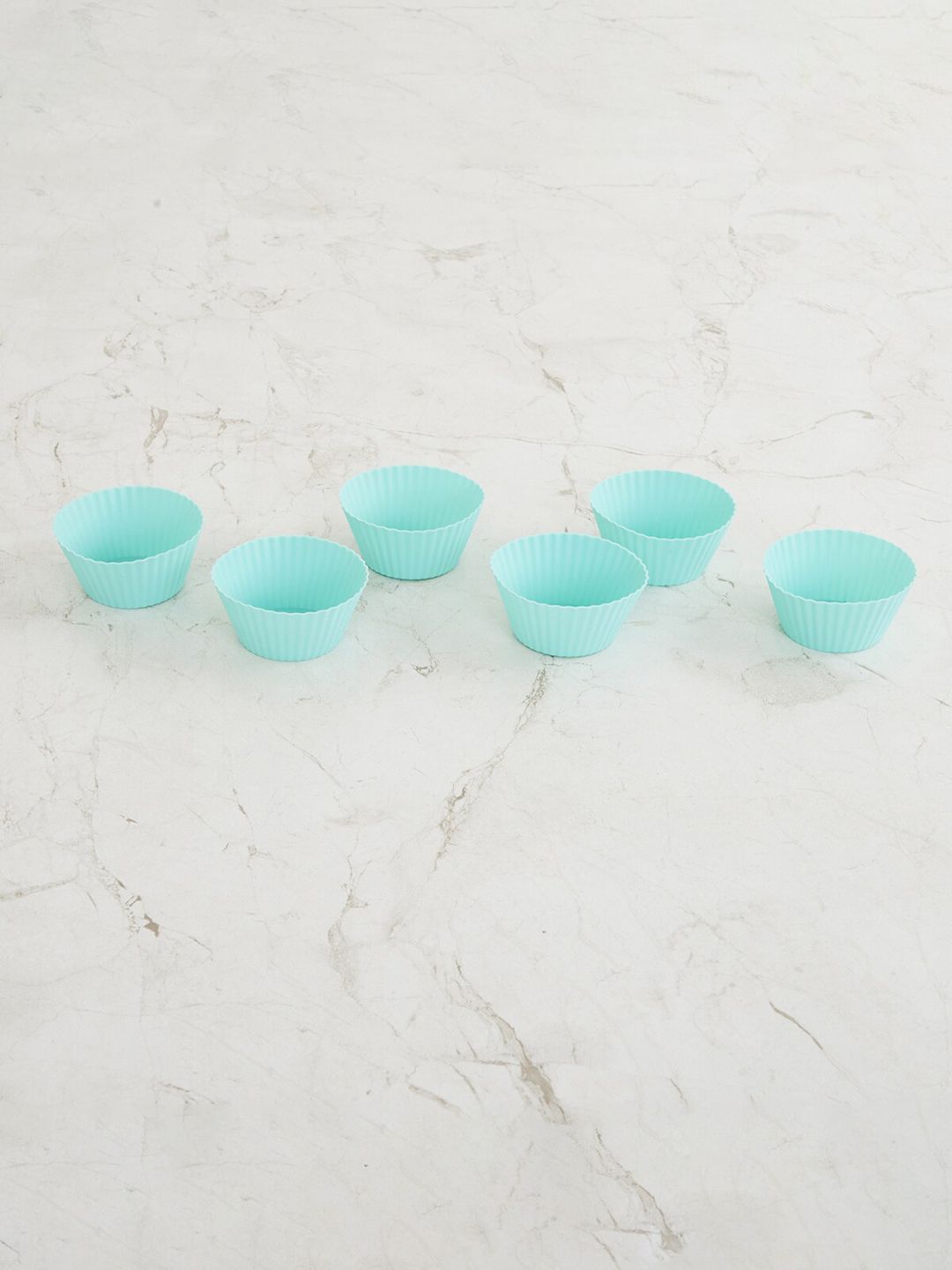 Home Centre Set Of 6 Blue Solid Round Silicone Cup Cake Mould Bakeware Price in India