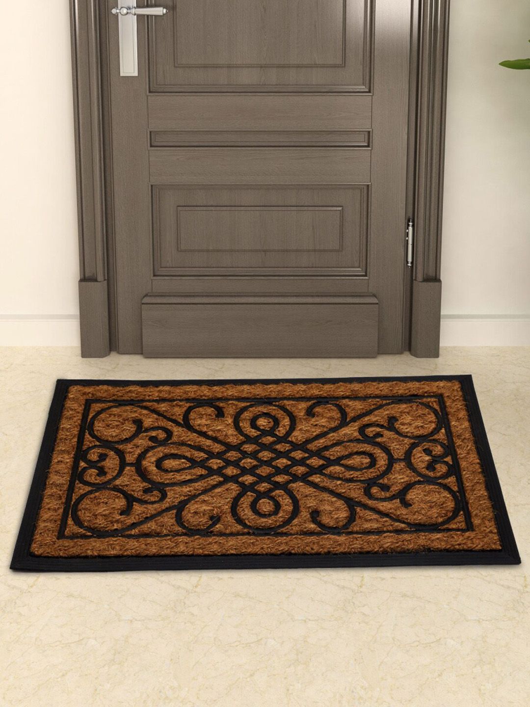 Home Centre Radiance Brown Textured Coir Welcome Door Mat Price in India