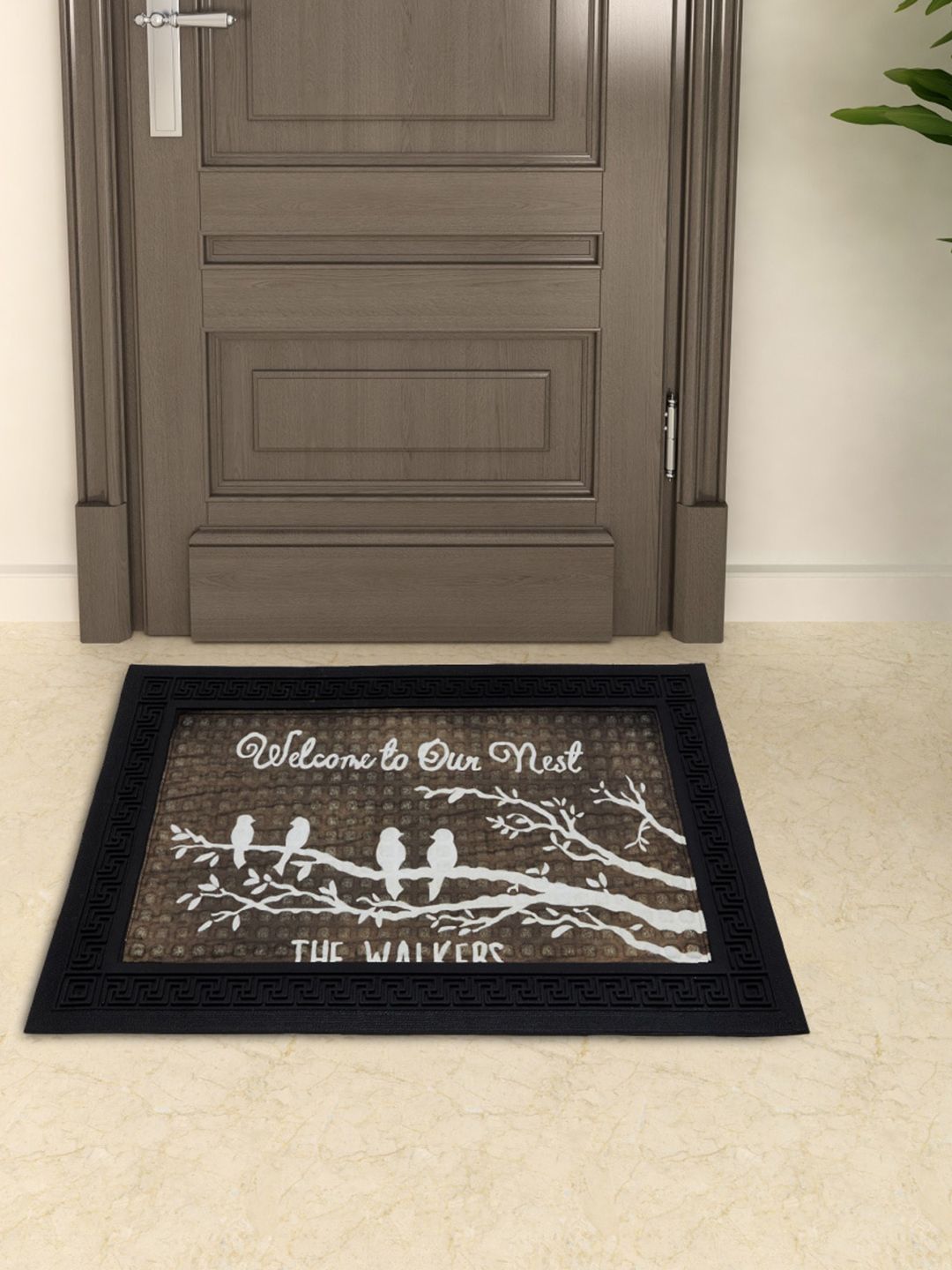 Home Centre Brown & White Printed Anti-Skid Doormat Price in India