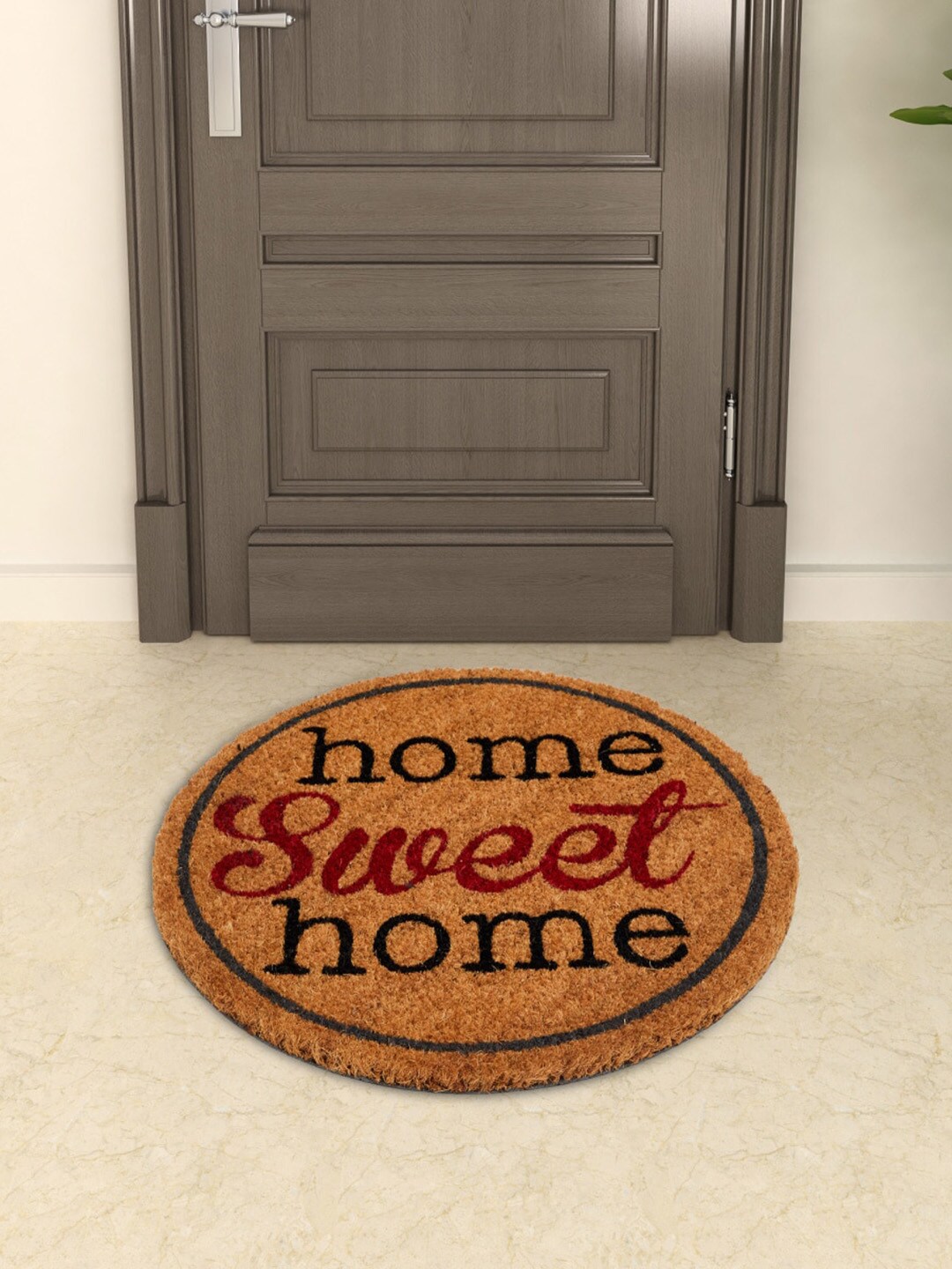 Home Centre Brown & Black Textured Round Anti-Skid Doormat Price in India