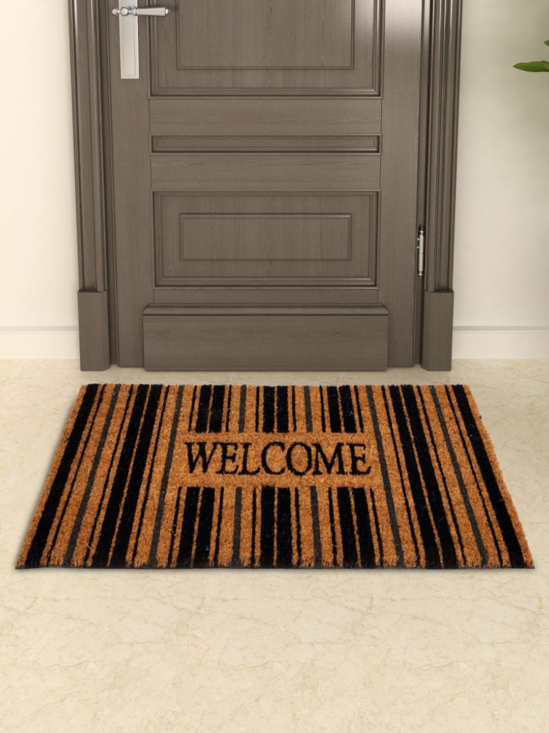 Home Centre Brown & Black Textured Anti-Skid Door Mat Price in India