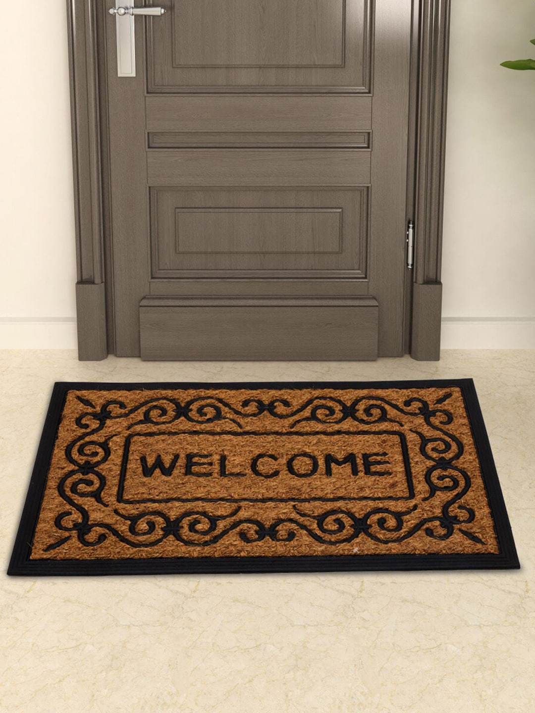 Home Centre Brown & Black Textured Anti-Skid Doormat Price in India