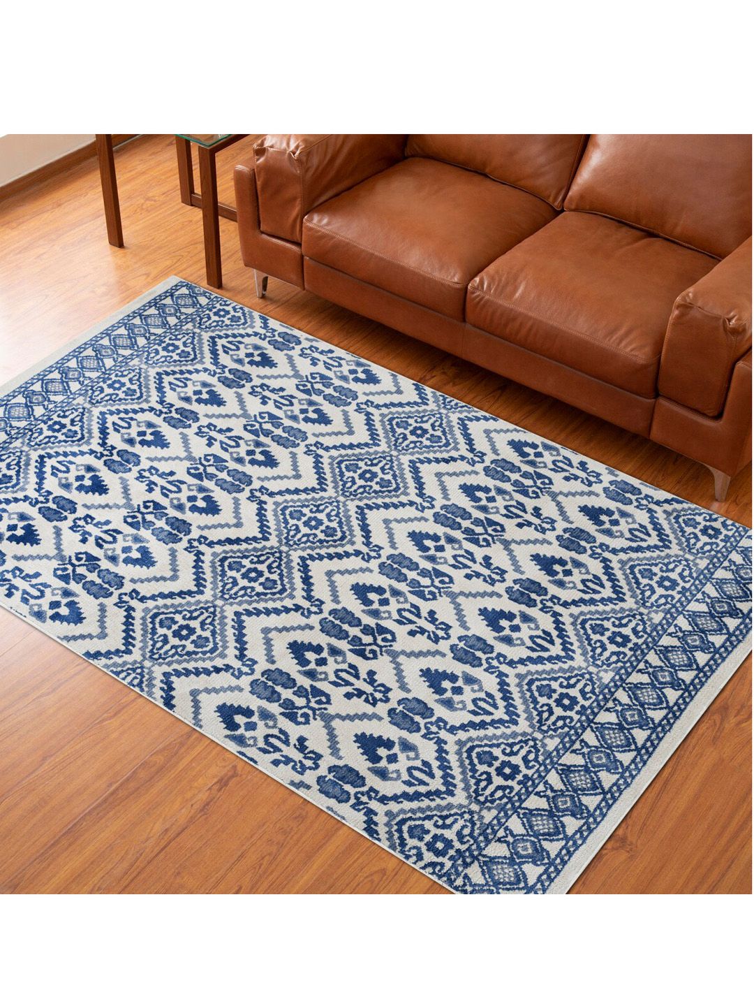 Home Centre Savanna Blue Woven Textured Polyester Carpet Price in India