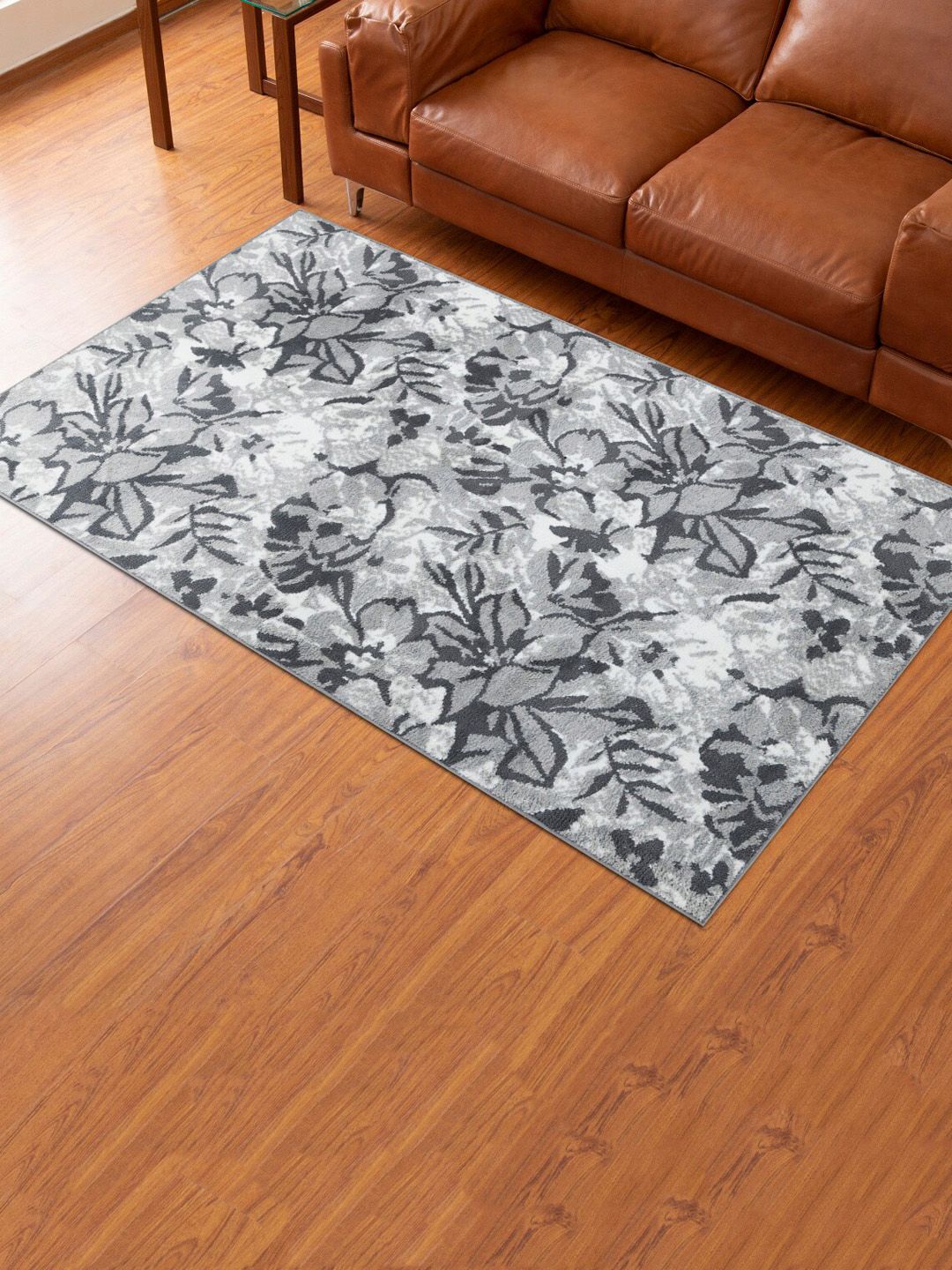 Home Centre Savanna Grey Textured Woven Polyester Carpet - 120x180cm Price in India
